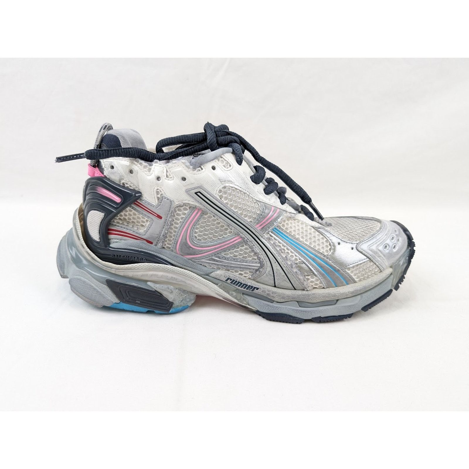 Balenciaga o1rshd1 Mesh Rubber Runners in Eggsh/Grey/Pink/Blue Size US 13 / EU 46 - 1 Thumbnail