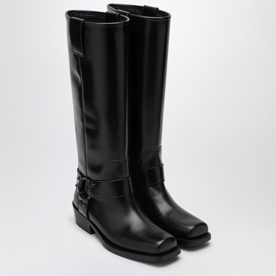 Valentino o1d2blof1024 Leather High Boots in Black Size US 6 / IT 36 - 2 Thumbnail