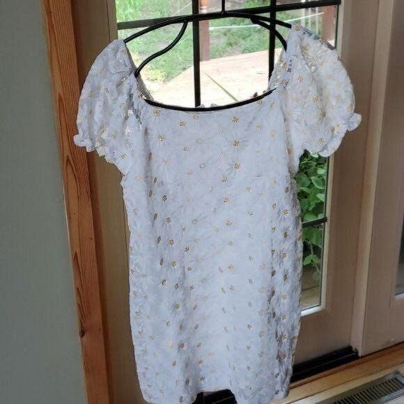 Designer &Merci Sz. M Embroidered White Daisies Lace Lined Baby Doll Size M / US 6-8 / IT 42-44 - 2 Thumbnail
