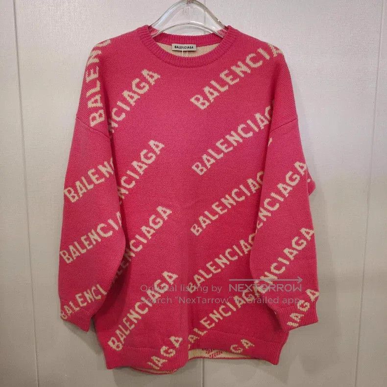 Balenciaga Balenciaga Logo Printed Round Neck Sweater Size M / US 6-8 / IT 42-44 - 1 Thumbnail