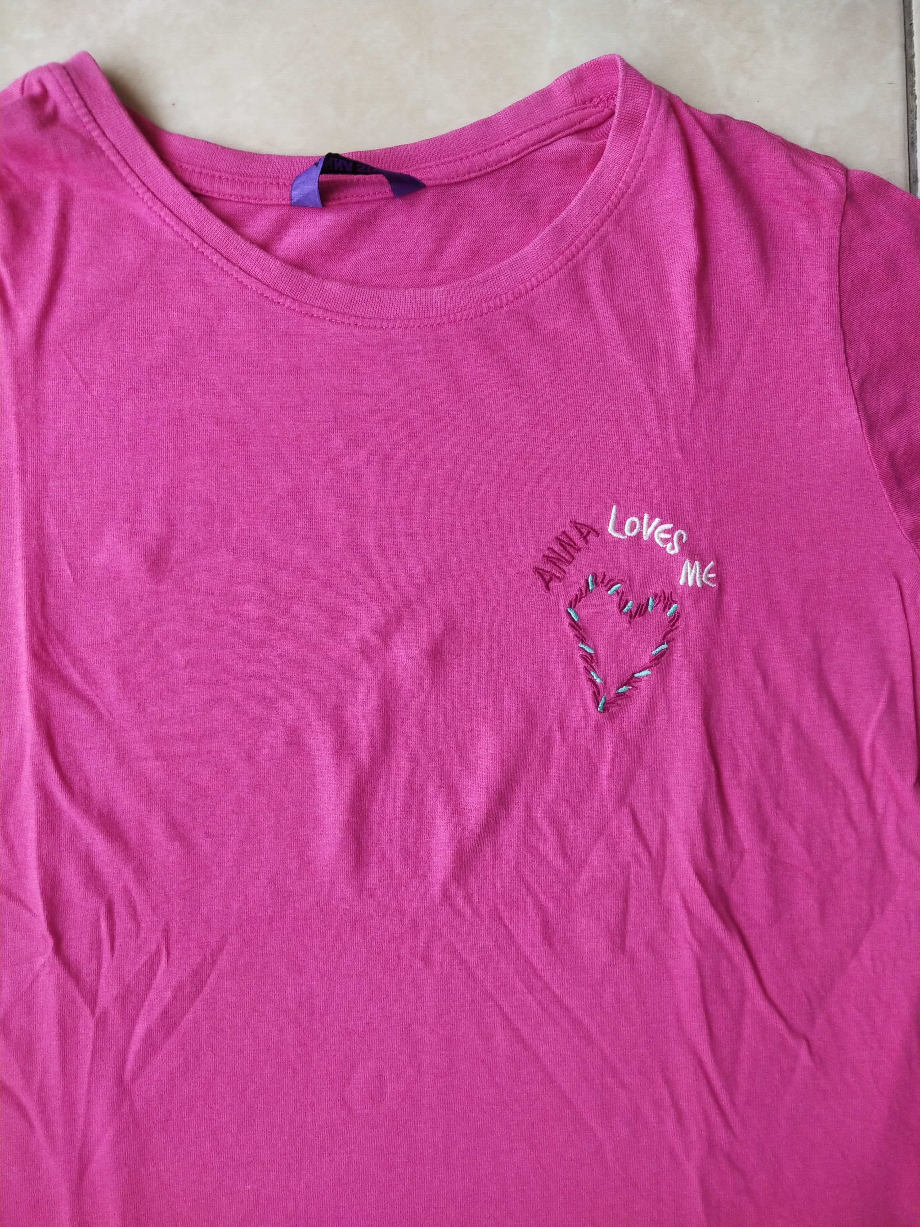 Anna Sui Anna Sui "Anna Loves Me" Heart Embroidery Pink T-Shirt Size L / US 10 / IT 46 - 2 Thumbnail