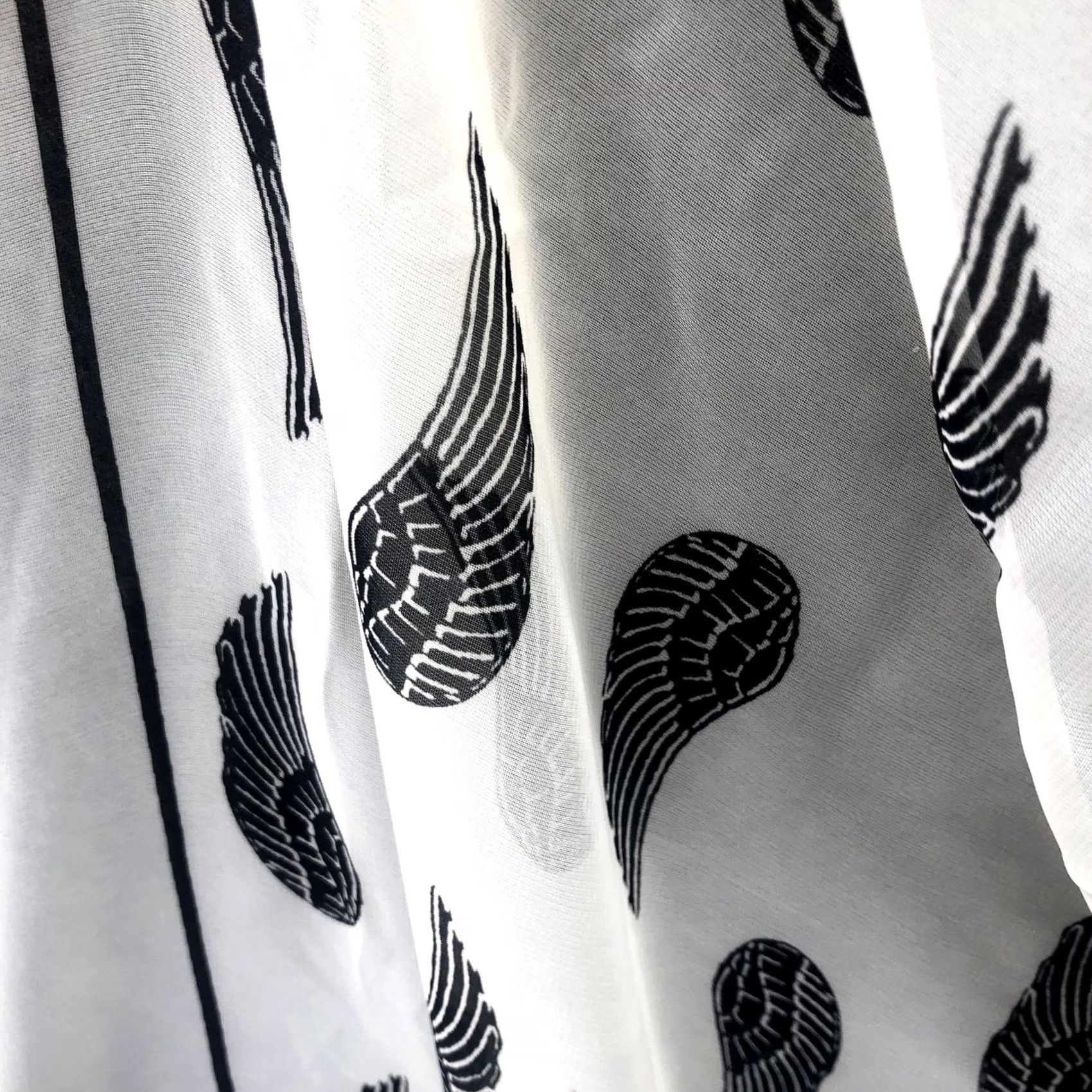 Vintage Donni Charm Silk Blend Scarf Womens Shawl Ivory White Black Feather Print Bohemian Rectangle Scarf Womens One Size Size ONE SIZE - 5 Thumbnail