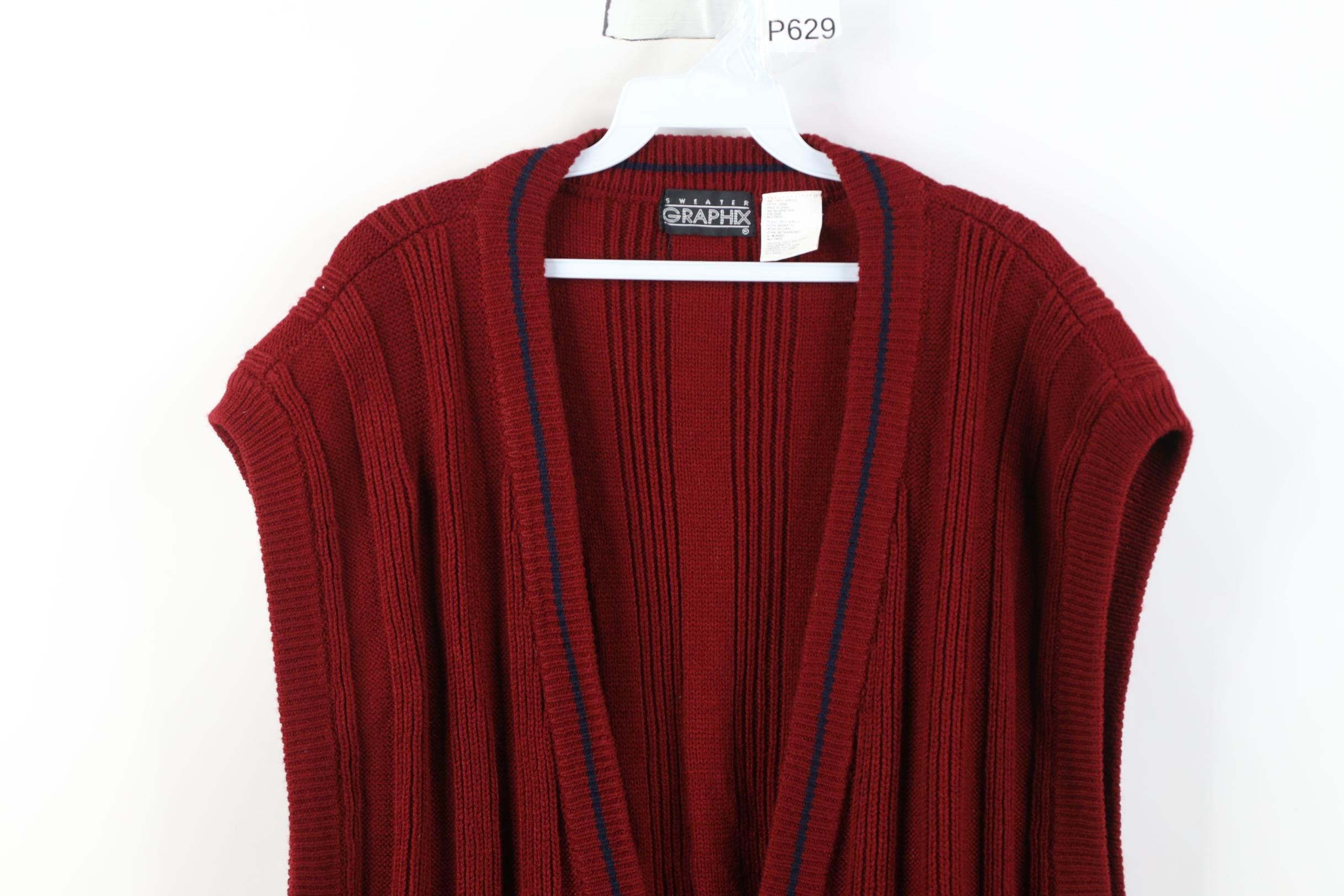 Vintage Vintage 90s Streetwear Ribbed Knit Cardigan Sweater Vest Size US XL / EU 56 / 4 - 2 Thumbnail