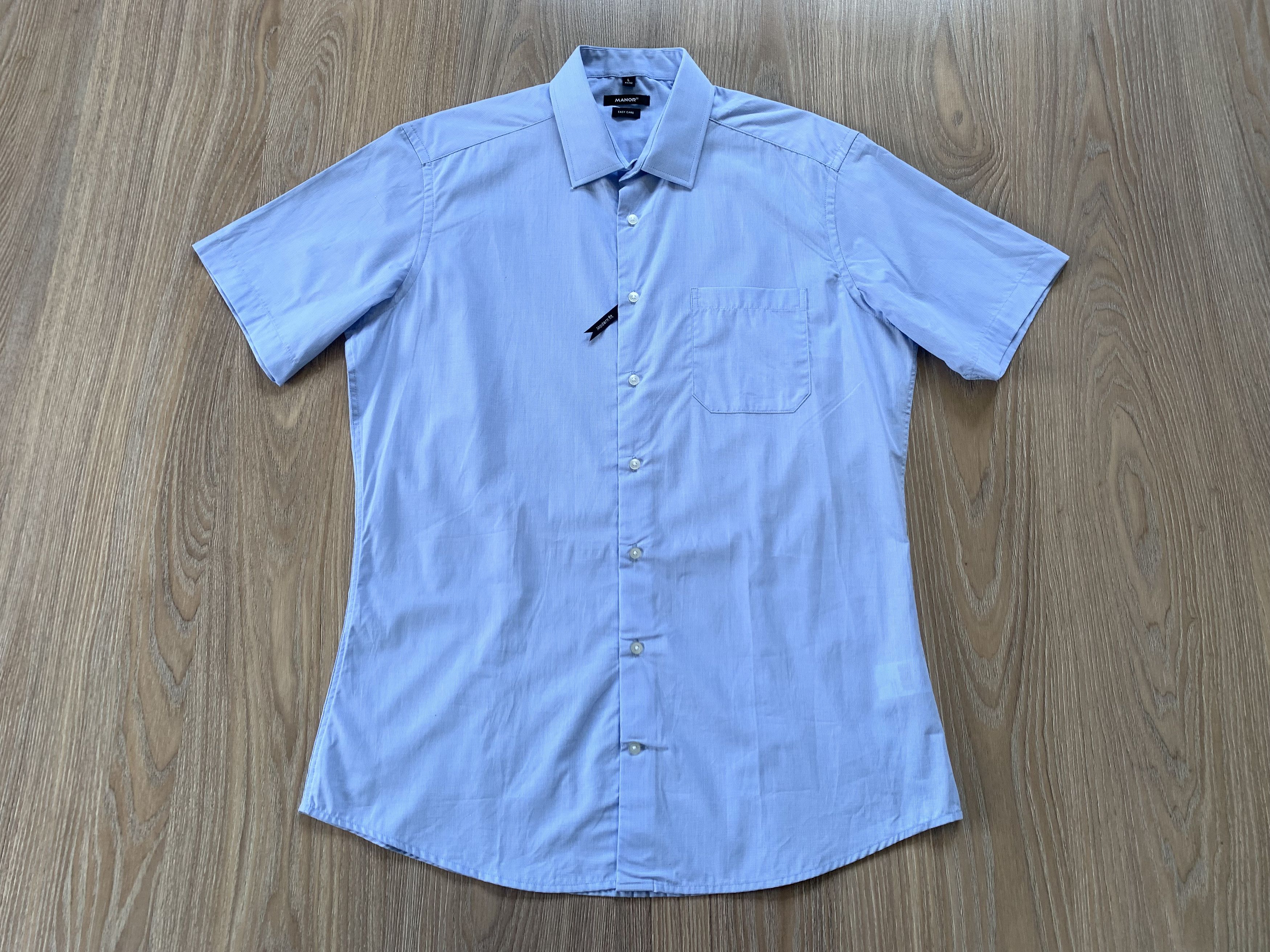 Other Manor Modern Fit Light Blue Button Up Shirt Size US L / EU 52-54 / 3 - 2 Thumbnail