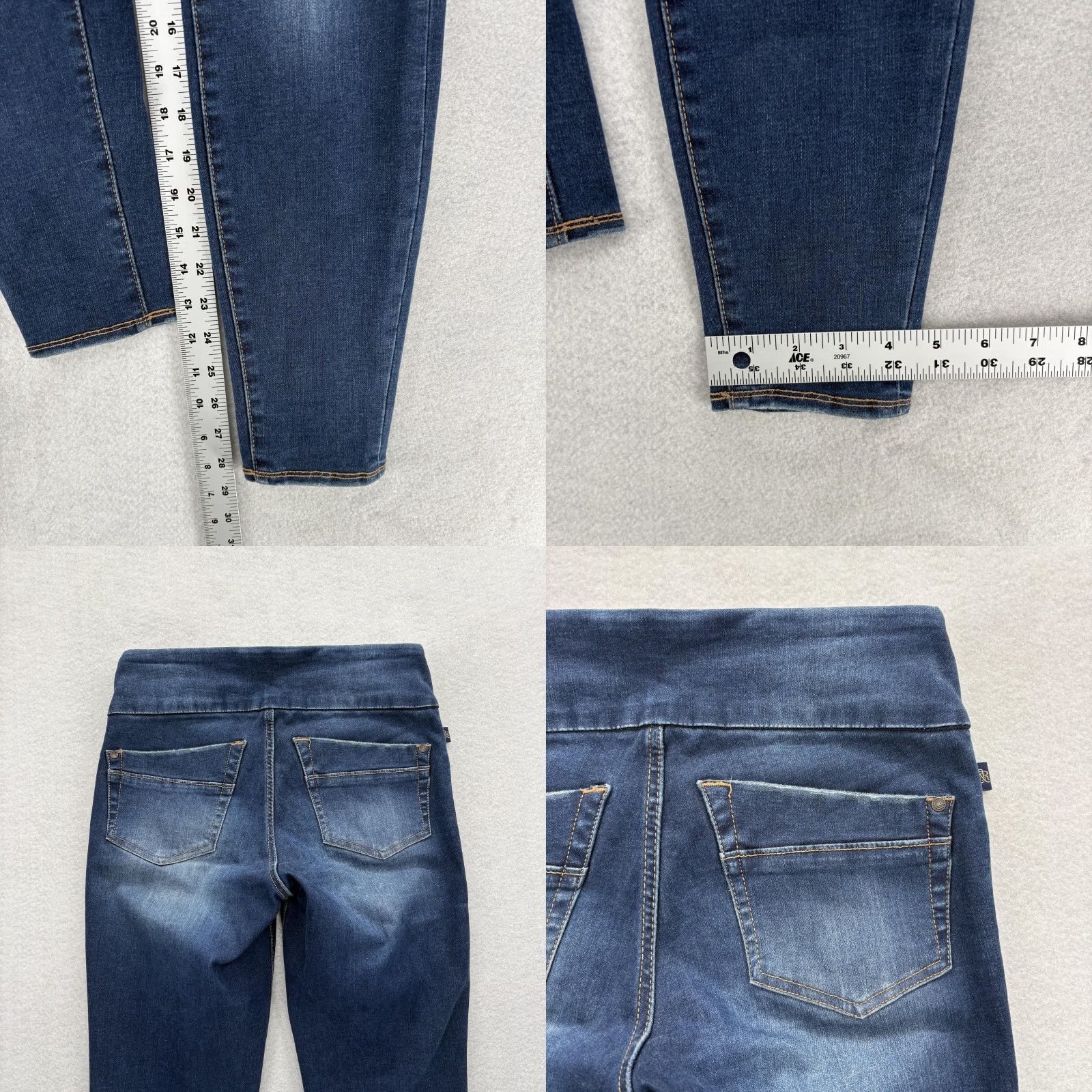 Vintage Rock & Republic Jeans Womens 4 Dark Wash Fever Pull On Skinny Ankle Denim Grunge Size 27" / US 4 / IT 40 - 8 Thumbnail