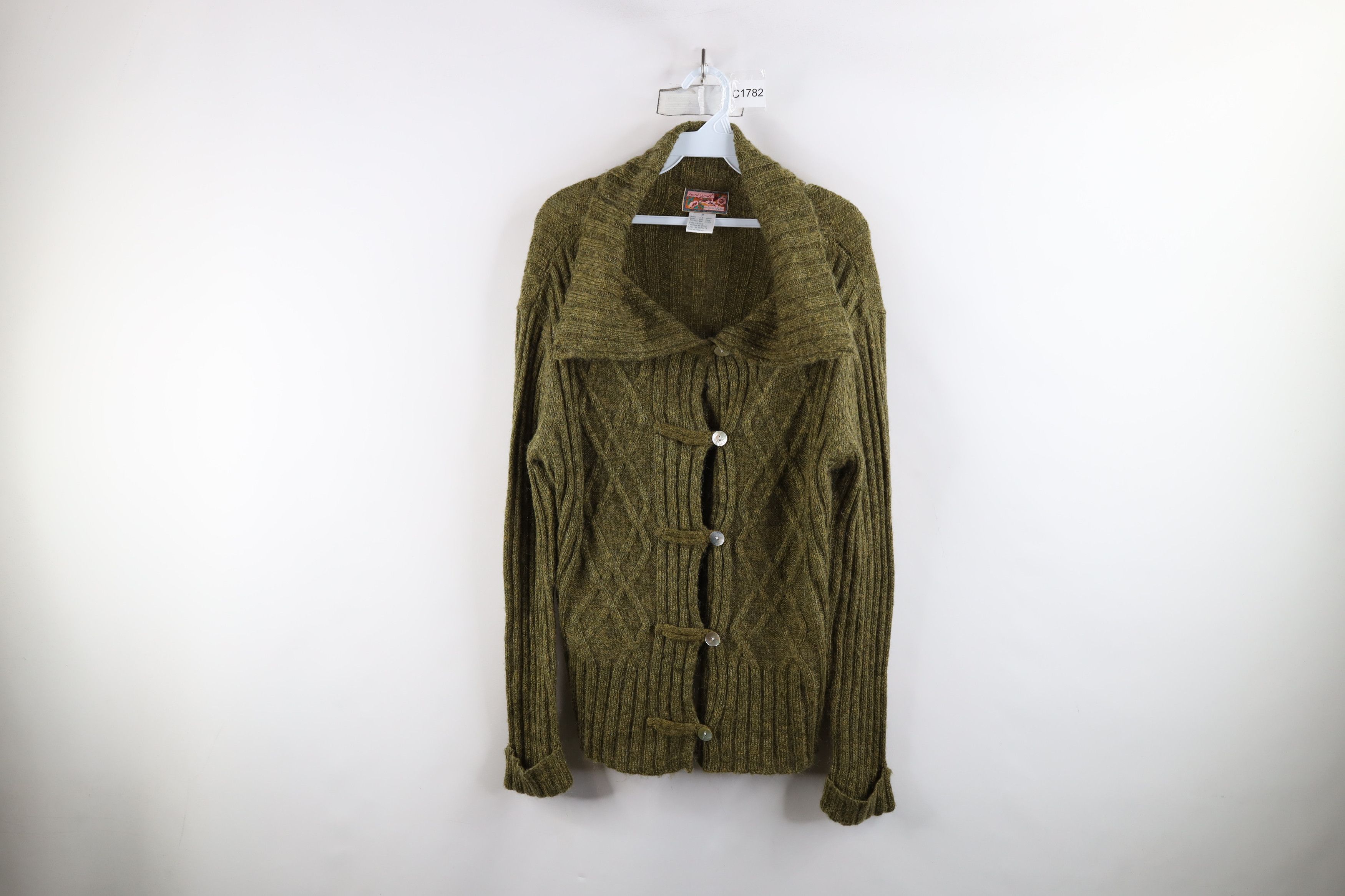 Vintage 90s Streetwear Fisherman Cable Knit Mohair Sweater