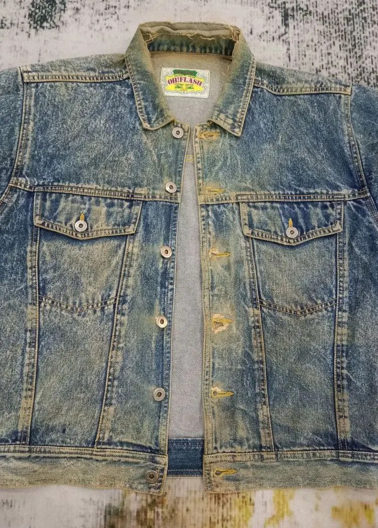 Japanese Brand Vintage OH! FLASH Faded Distressed Oeiflasi Denim Jacket Size US S / EU 44-46 / 1 - 21 Thumbnail