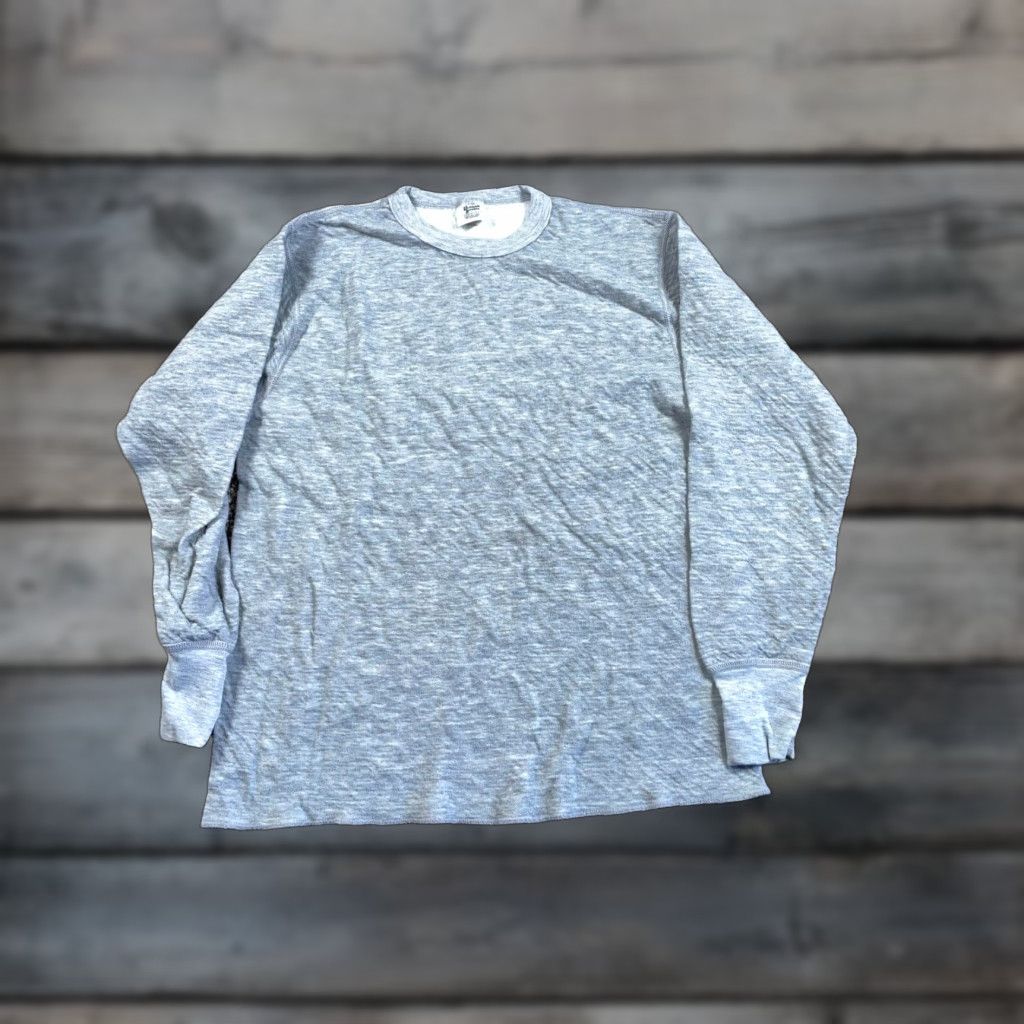 Vintage VTG 80s Two Layer Thermal Shirt Adult Large Heather Gray Polyester Wool Blend Shirt Mens Large Size US L / EU 52-54 / 3 - 1 Thumbnail