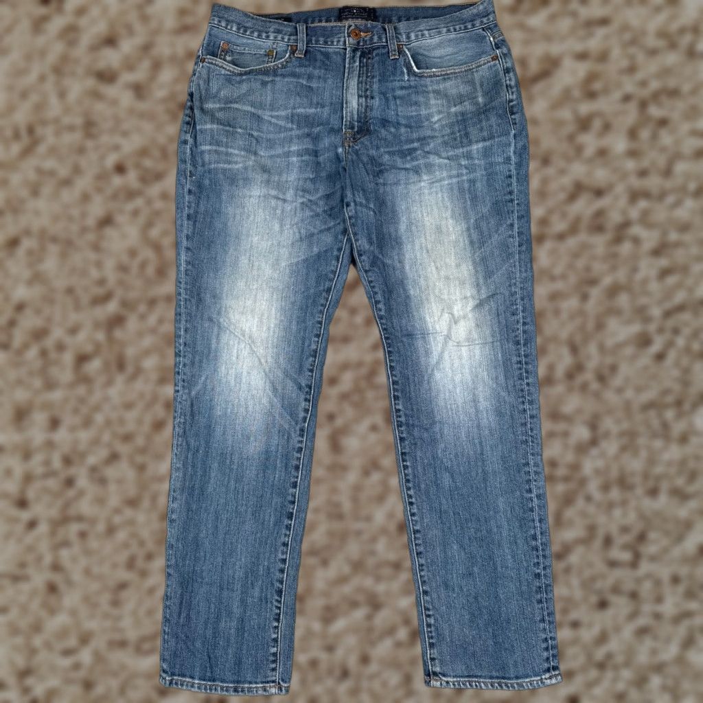 Lucky Brand Lucky Brand Jeans Mens Slim Blue Denim 36 Regular 31in 5-Pocket Distressed Button Fly Cotton Slimming Heritage 121 Vintage No N/A Size US 36 / EU 52 - 1 Thumbnail