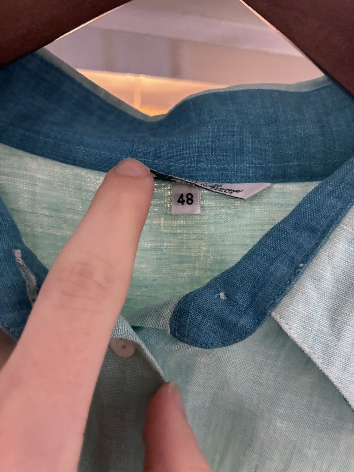 Loro Piana Loro Piana unisex turquise / mint linen shirt size 48/small Size US S / EU 44-46 / 1 - 3 Thumbnail