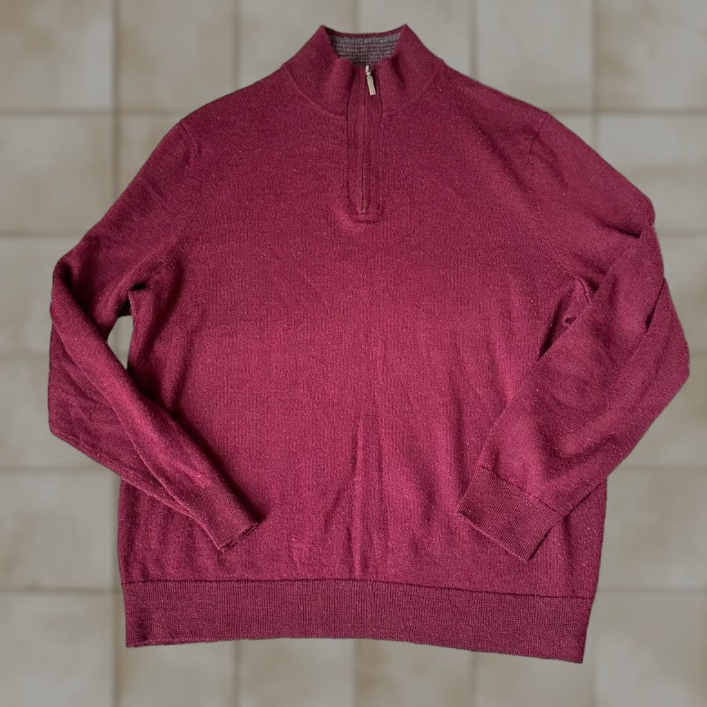 Club Room Club Room Sweater Adult Large Red Wool Knit 1/4 Zip Cranberry Pullover Mens Shirt Size US L / EU 52-54 / 3 - 1 Thumbnail