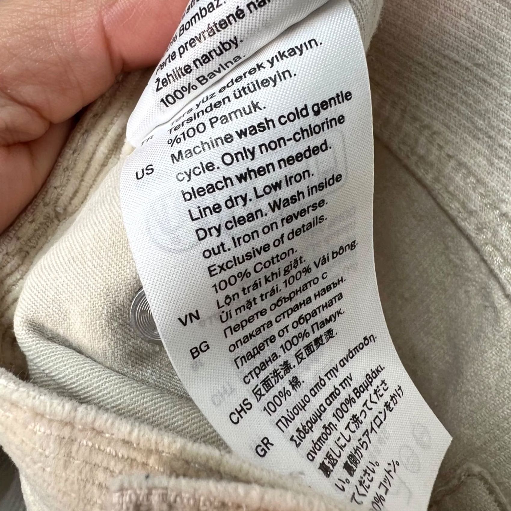 Cos COS Womens Pants Beige Corduroy 100% Cotton Wide-Leg 28 Regular Inseam 30 Vintage: No Size 28" / US 6 / IT 42 - 4 Thumbnail