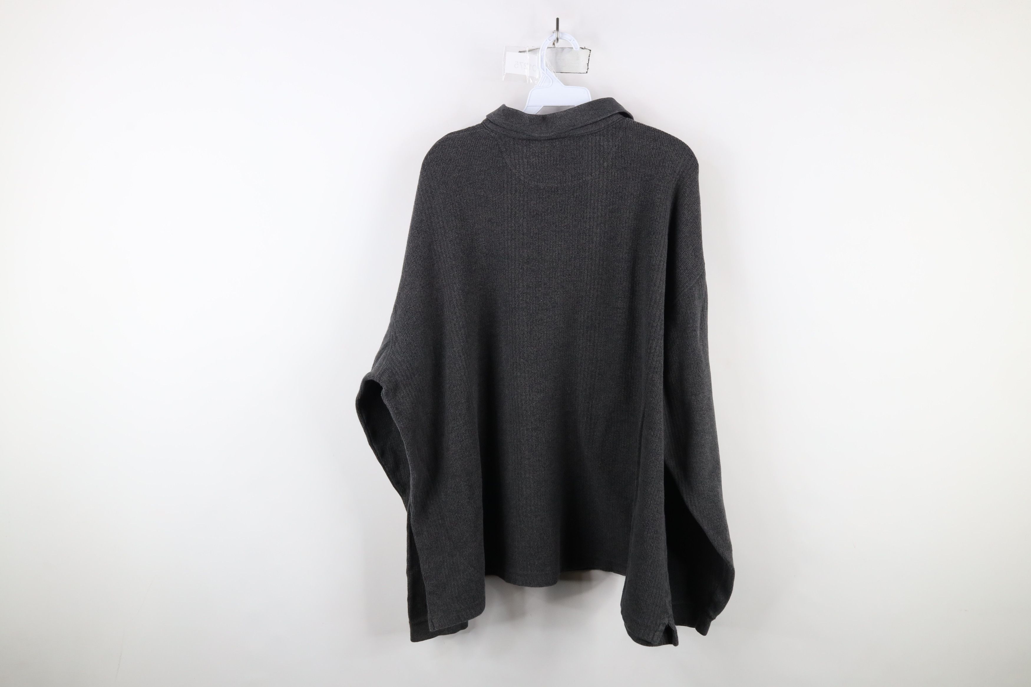 Vintage Vintage 90s Streetwear Ribbed Knit Long Sleeve Polo Gray Size US XL / EU 56 / 4 - 7 Thumbnail