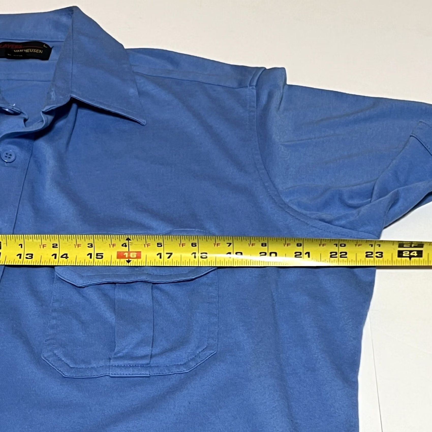 Van Heusen VINTAGE Players By Van Heusen Shirt Blue Men L Short Sleeve Button-Up Collared Cotton Blend Retro Vintage Reading: Button Front Size US L / EU 52-54 / 3 - 6 Thumbnail