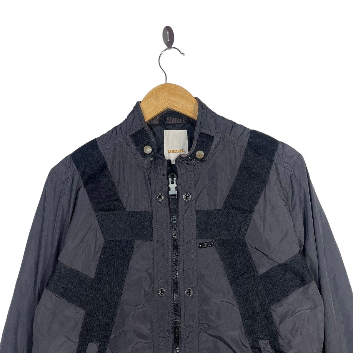 Diesel Diesel Technical Nylon Bomber Jacket Black Strap Panel ZipUp Size US S / EU 44-46 / 1 - 2 Thumbnail