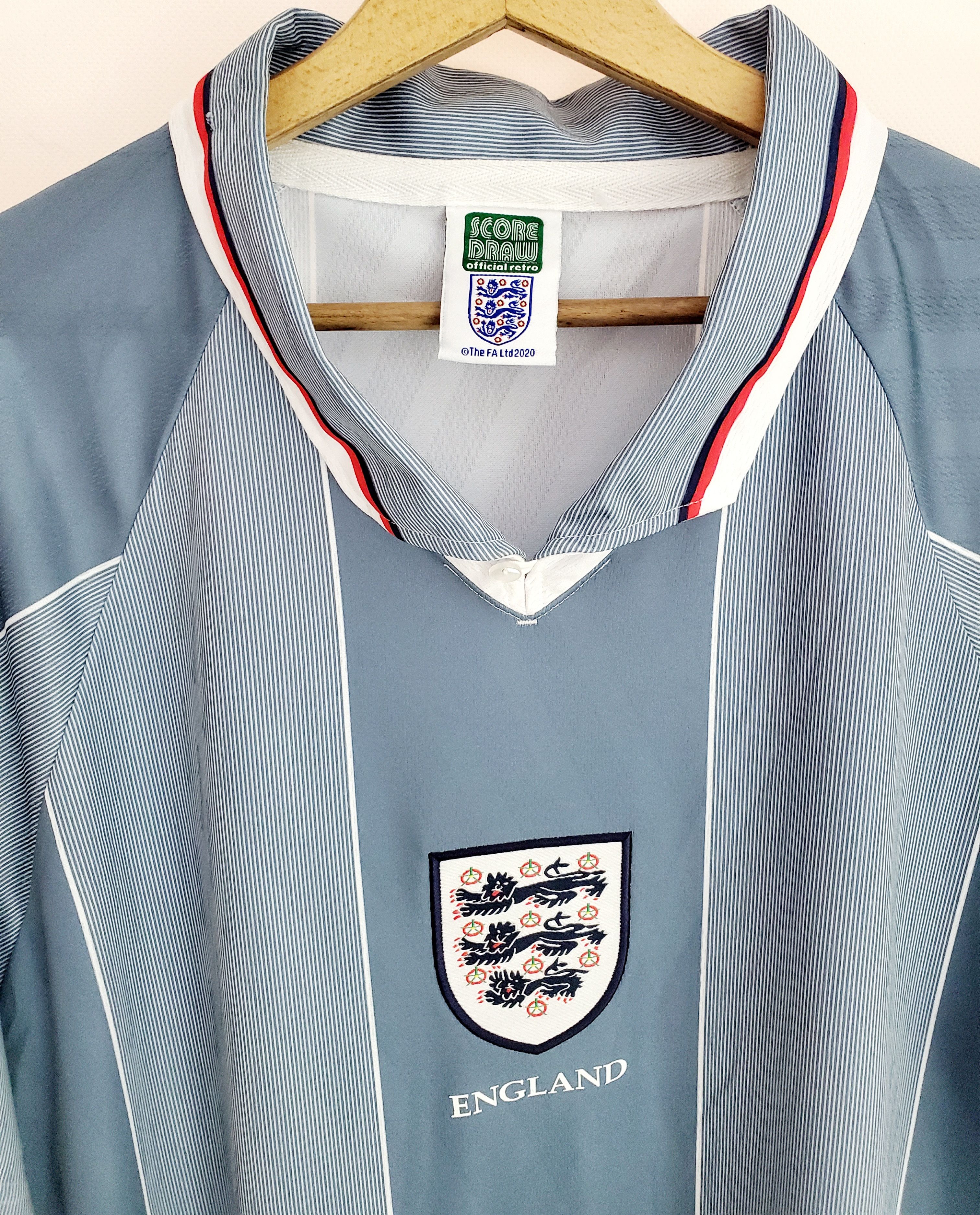 Vintage England Away shirt 1995 1996 Remake Score Draw retro Xl Size US XL / EU 56 / 4 - 2 Thumbnail