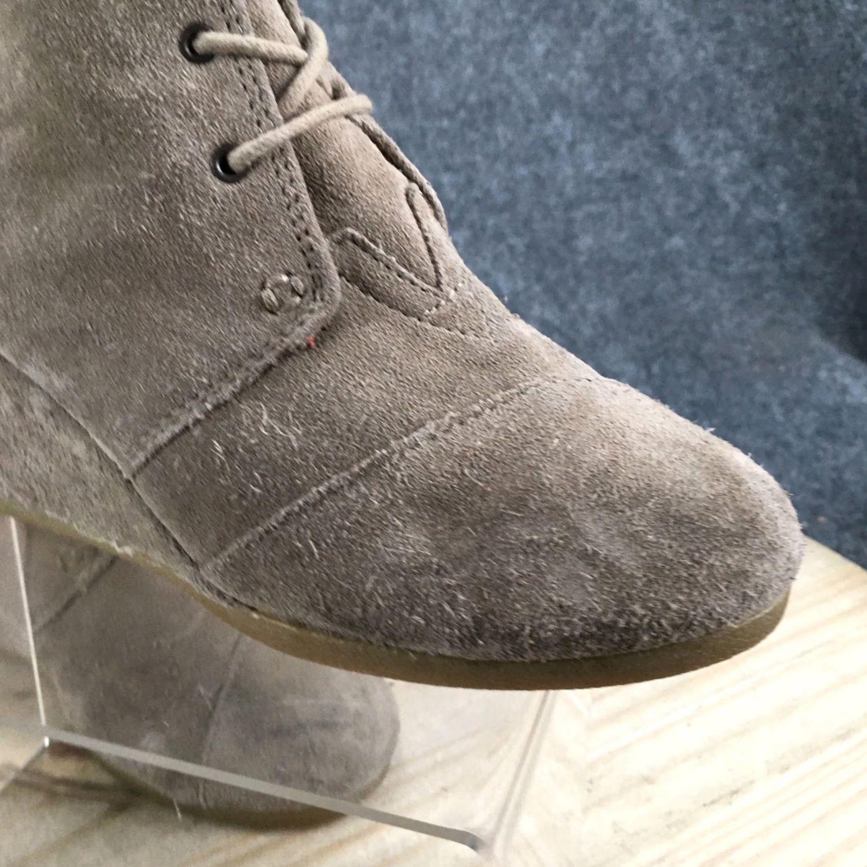 Toms TOMS Boots Womens 8 Casual Ankle Booties Wedge Heels Brown Suede Leather Lace Up Bootie Size US 8 / IT 38 - 6 Thumbnail