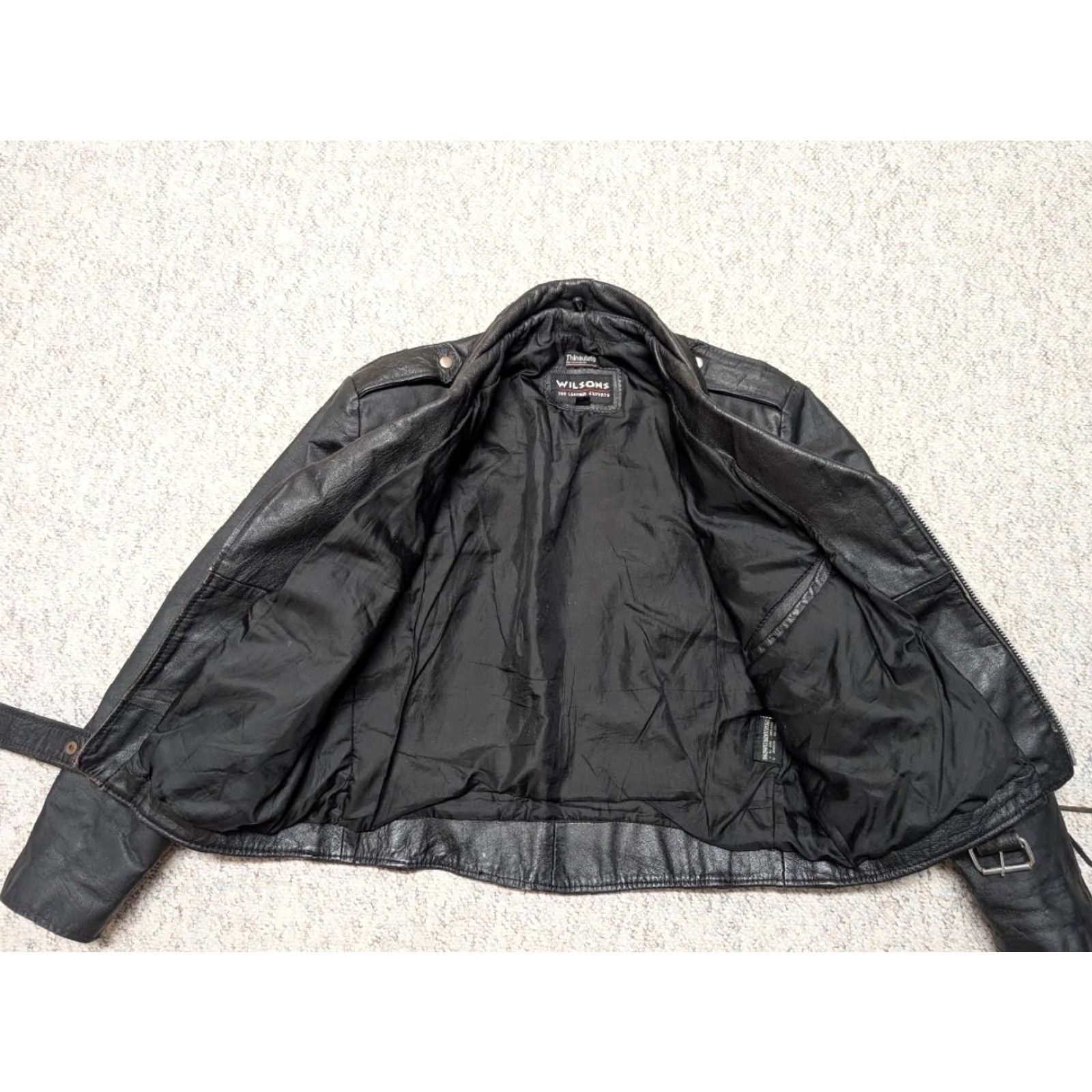 Vintage VINTAGE Wilsons motorcycle jacket Men M Black Leather 42 Open Road 1990s Biker Size US M / EU 48-50 / 2 - 6 Thumbnail