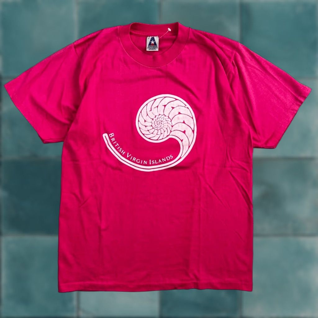 Vintage VINTAGE British Virgin Islands 80s T Shirt Pink Shell Ocean Travel UK Graphic Art Men L Crew Neck Short Sleeve Size US L / EU 52-54 / 3 - 1 Thumbnail
