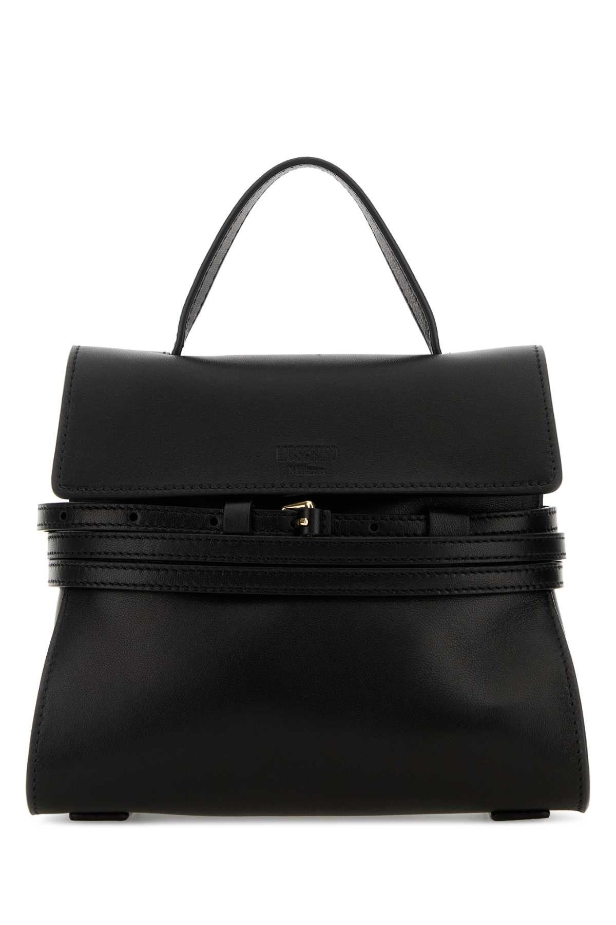 Moschino Black Nappa Leather Small Tie Me Handbag Size ONE SIZE - 1 Thumbnail