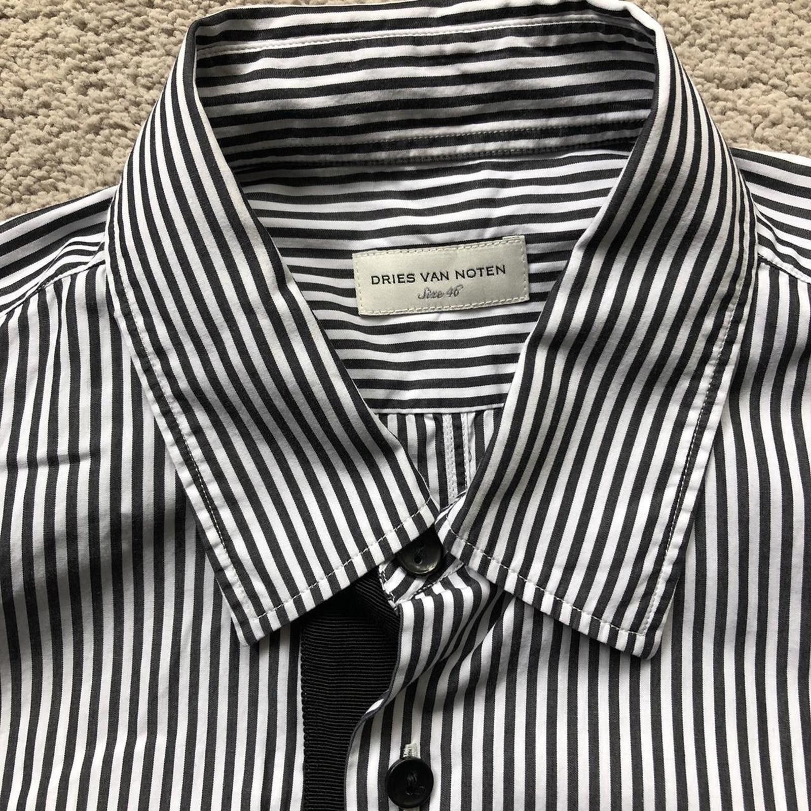 Dries Van Noten Dries Van Noten Contrast Pinstriped Button Up Shirt Size US M / EU 48-50 / 2 - 4 Thumbnail