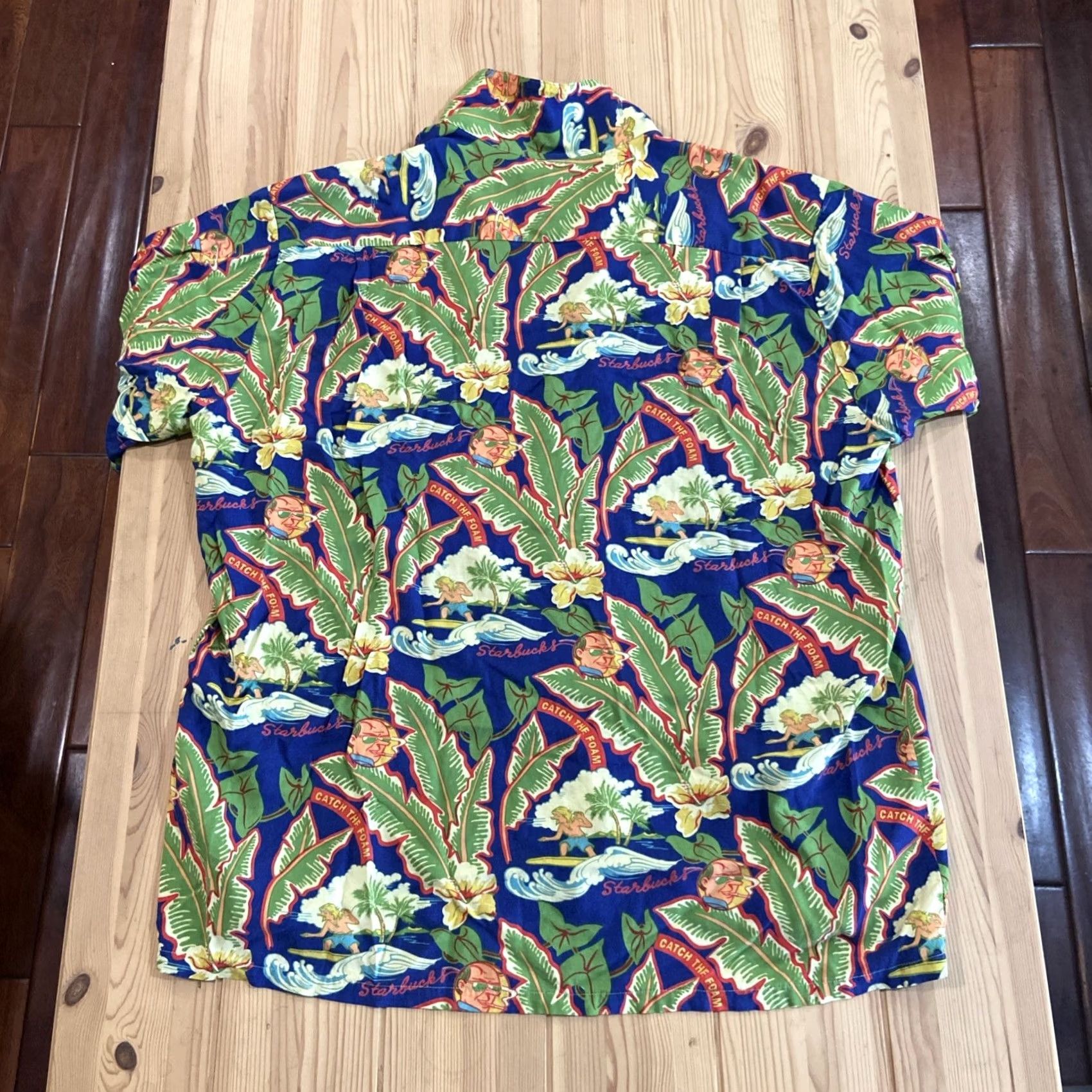 Reyn Spooner VINTAGE Reyn Spooner Starbucks Shirt Mens Large Blue Hawaiian Aloha Surf Catch The Foam Button-Up Short Sleeve Collared Size US L / EU 52-54 / 3 - 5 Thumbnail