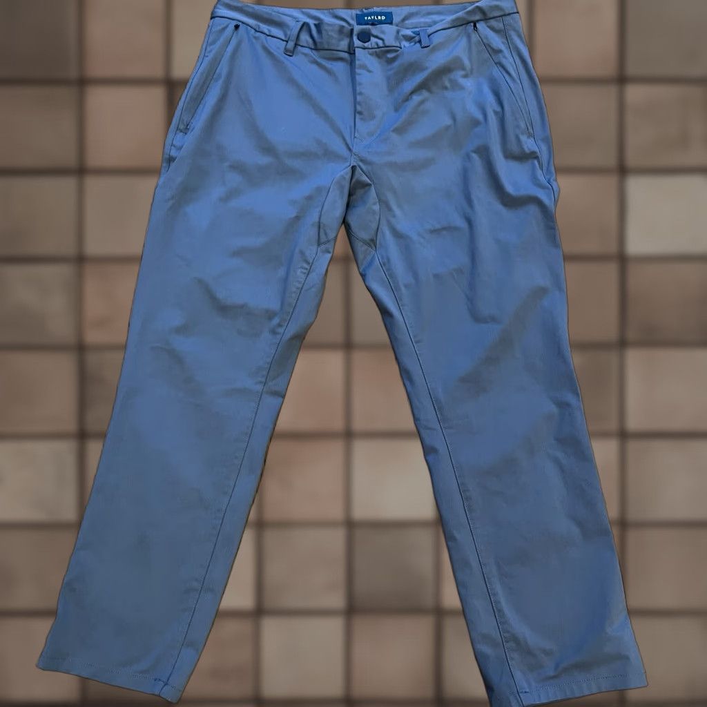 Vintage TAYLRD Men's Performance Chino Pants Slim Fit 35X30 Gray Pants Men Slim Front Button Zip Inseam 30 Solid Gray Size US 35 - 1 Thumbnail