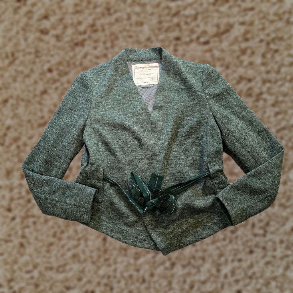 Vintage Cartonnier Jacket Womens Size Medium Green Belted Long Sleeve Capsule Career Jacket Size M / US 6-8 / IT 42-44 - 1 Thumbnail