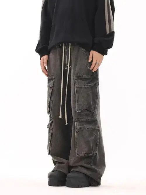 Jean Vintage multi-pocket washed distressed micro-flared jeans Size US 34 / EU 50 - 3 Thumbnail