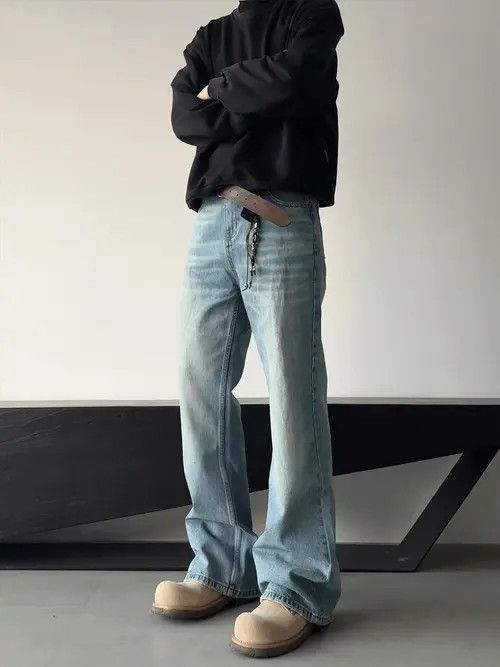 Jean Chihiro x Meifa Stylish Light Blue Flared Jeans Size US 30 / EU 46 - 1 Thumbnail