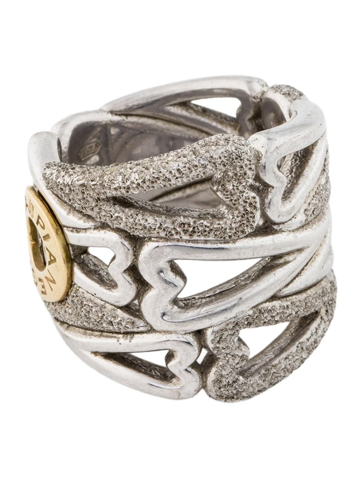 Other Pianegonda Two-Tone Heart Chunky Band Size: 7.75 Size ONE SIZE - 1 Thumbnail