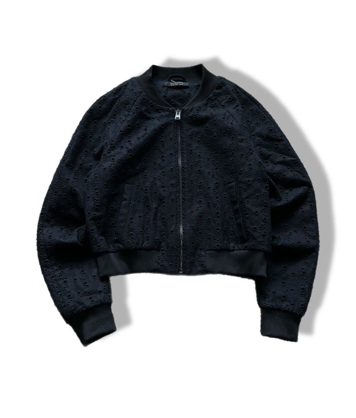 Allsaints AllSaints Womens Baine Wool Eyelet Bomber Jacket Avant-Garde Size M / US 6-8 / IT 42-44 - 1 Thumbnail