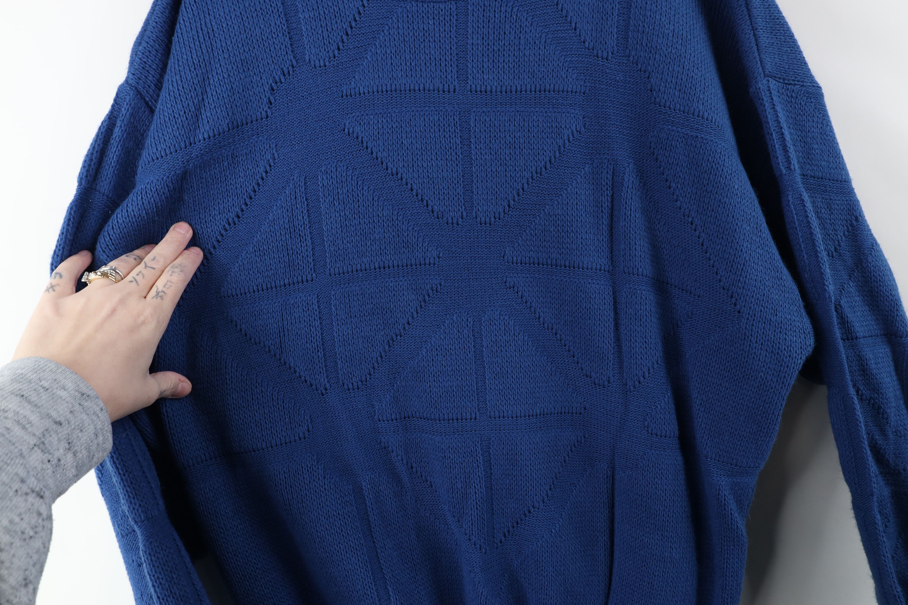 Vintage Vintage 90s Streetwear Ribbed Knit Sweater Blue USA Size US L / EU 52-54 / 3 - 4 Thumbnail