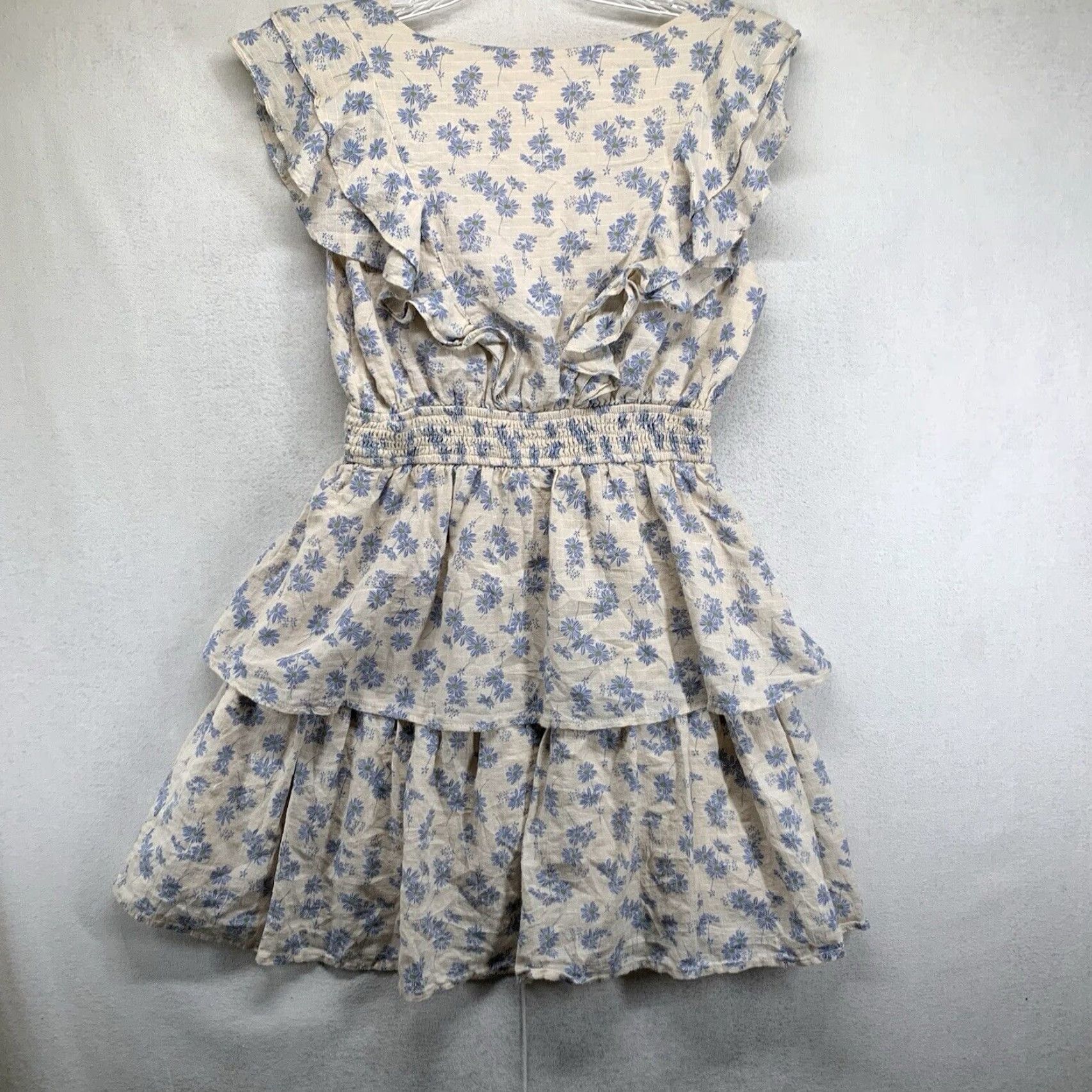Vintage Women's Medium Mini Dress Flutter V-Neck Lightweight Layered Lined 100% Cotton Size M / US 6-8 / IT 42-44 - 2 Thumbnail