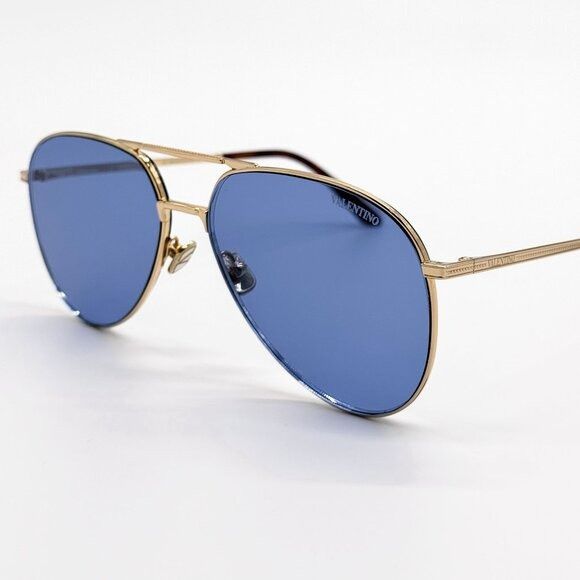 Valentino NEW VALENTINO SUNGLASSES VLS-172C GOLD/BLUE UNISEX EYEWEAR Size ONE SIZE - 6 Thumbnail