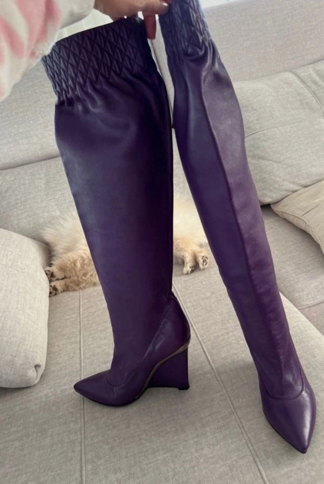 Casadei Casadei purple leather boots 38 Size US 7 / IT 37 - 2 Thumbnail