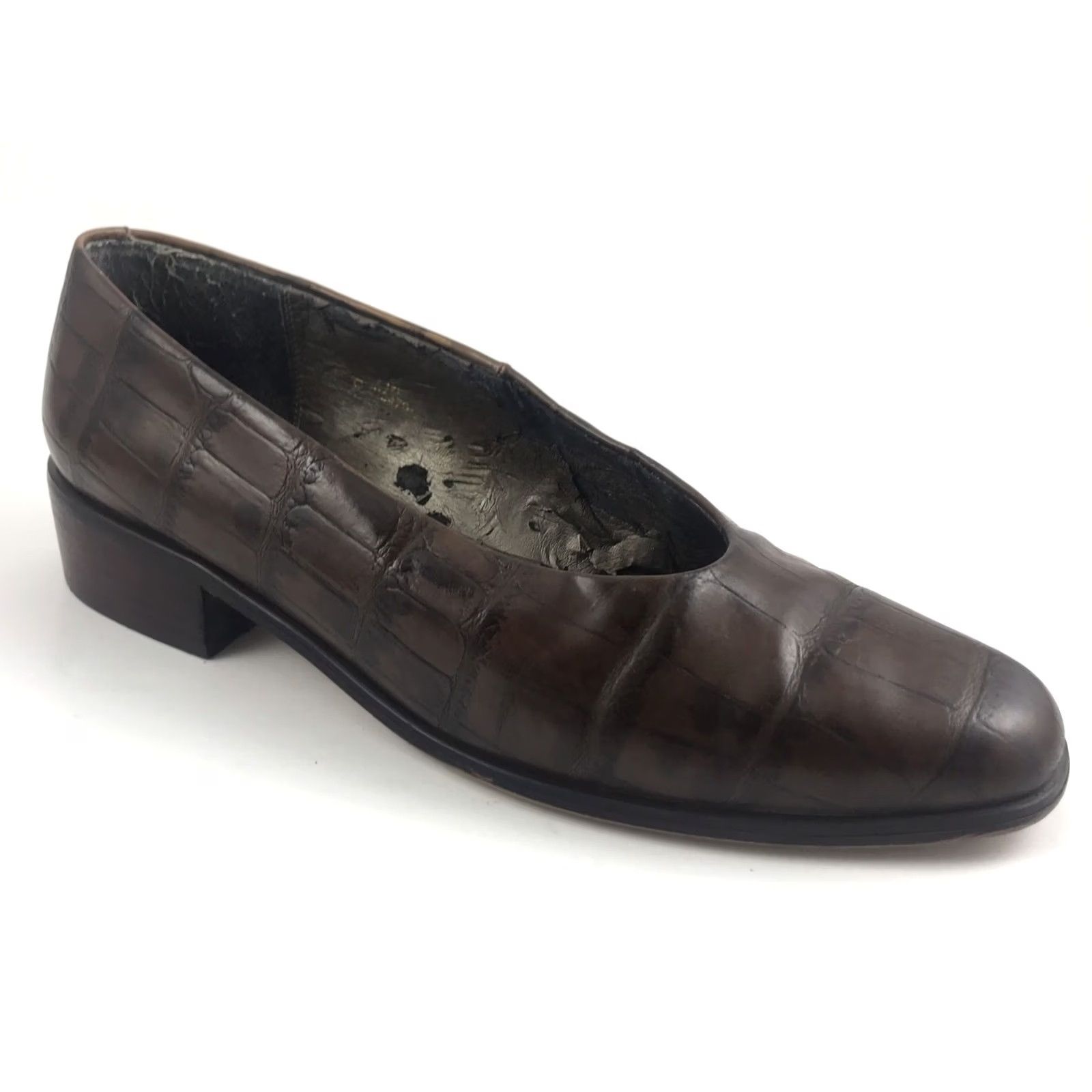 Vintage CARESSA CROSSTOWN COLLECTION WOMENS SIZE 8 CLASSIC PUMPS HEELS BROWN LEATHER Size US 8 / IT 38 - 5 Thumbnail