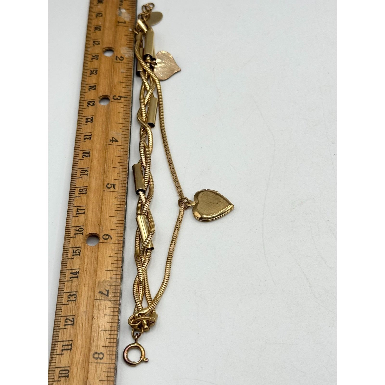 Vintage Vintage braided gold chain heart charm locket bracelet Size ONE SIZE - 3 Thumbnail