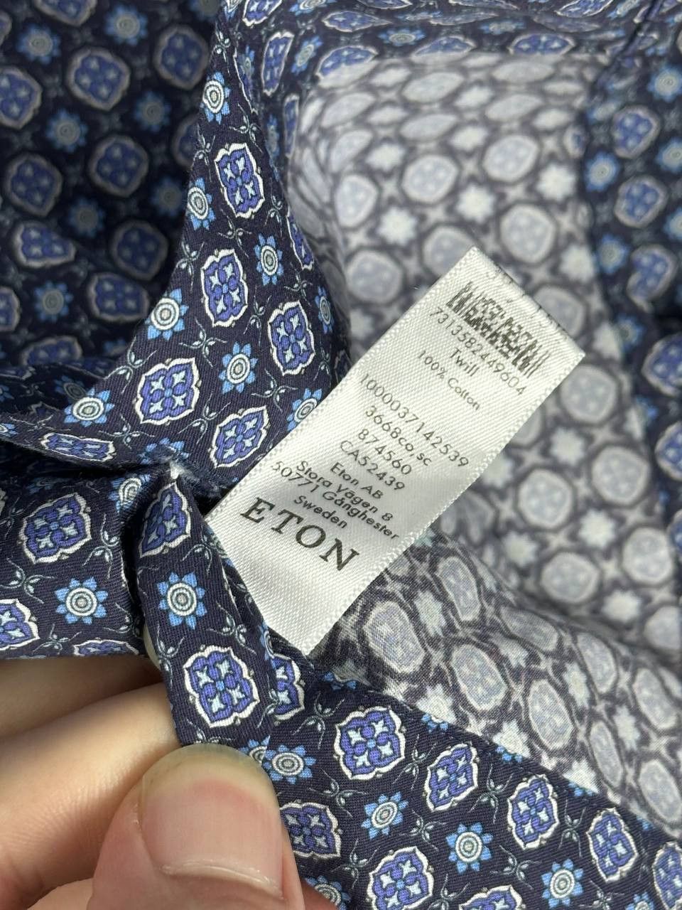 Eton Eton Luxury Printed Navy Shirt Size L Size US L / EU 52-54 / 3 - 8 Thumbnail