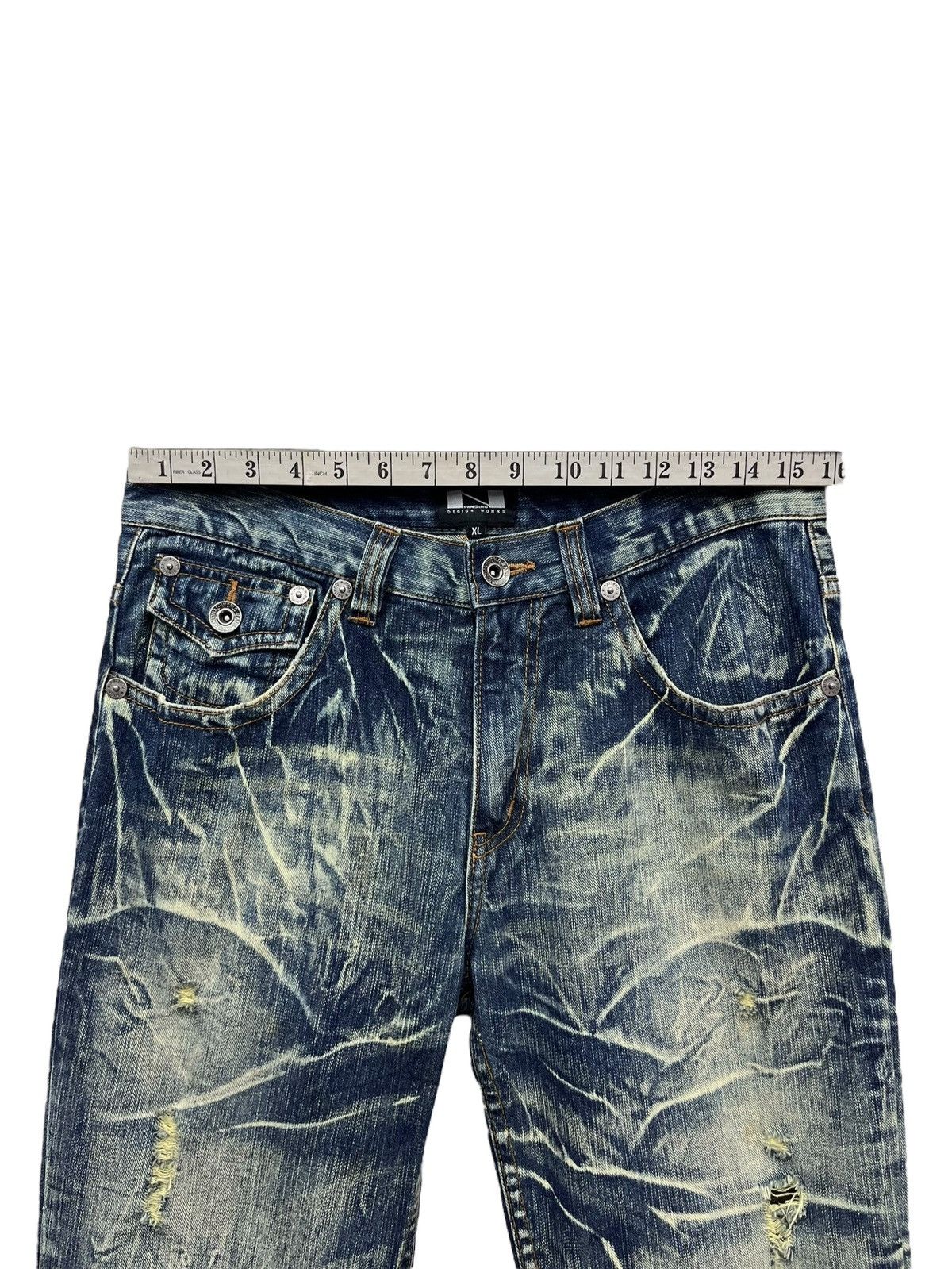 If Six Was Nine NYLAUS Punk Xantho Mud Wash Lightning Whiskered Flare Denim Size US 31 - 14 Thumbnail