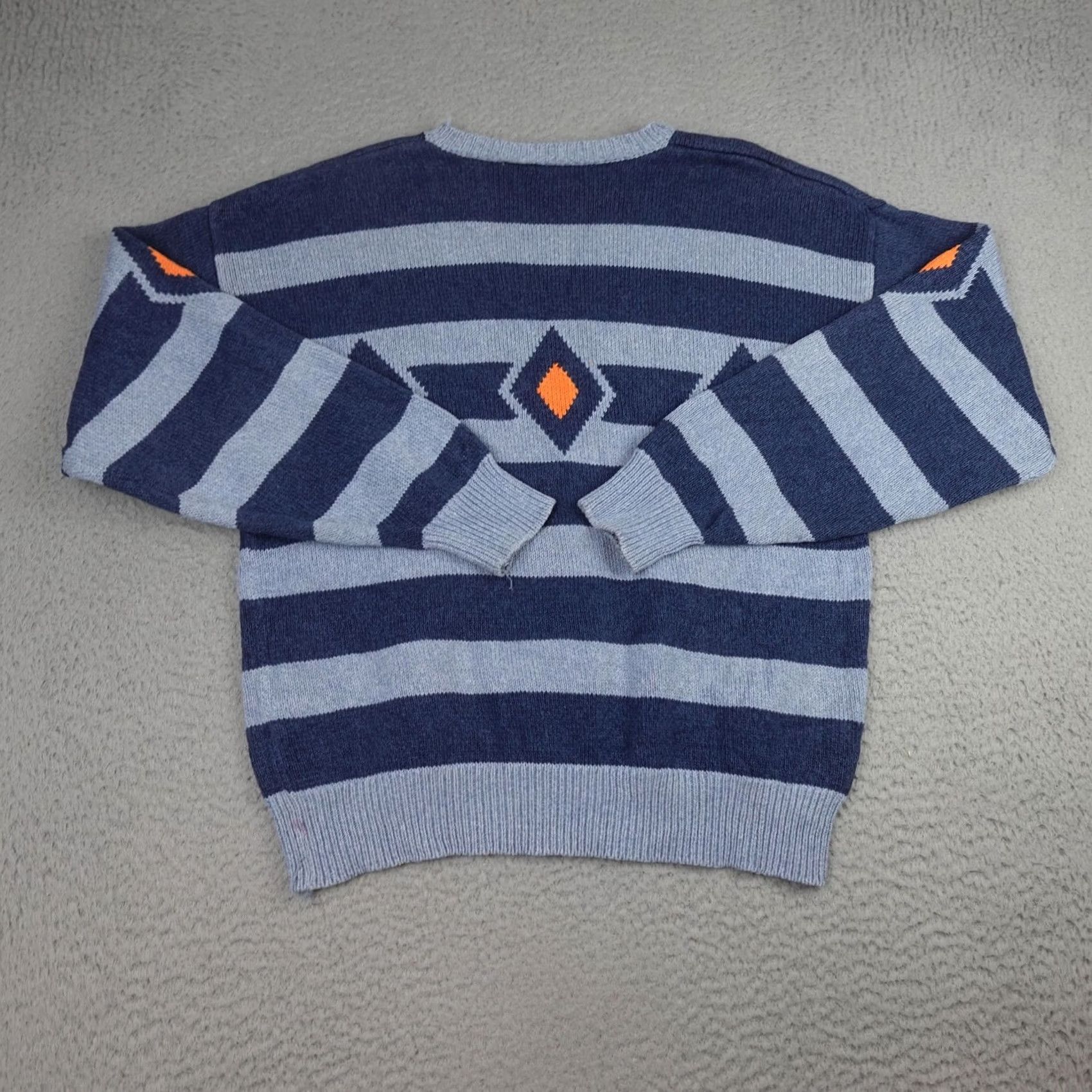 Liz Claiborne VINTAGE Claiborne Sweater Mens XL Blue Stripe Aztec Crewneck 90s Pullover Knit Cotton Cardigan? Size US XL / EU 56 / 4 - 7 Thumbnail