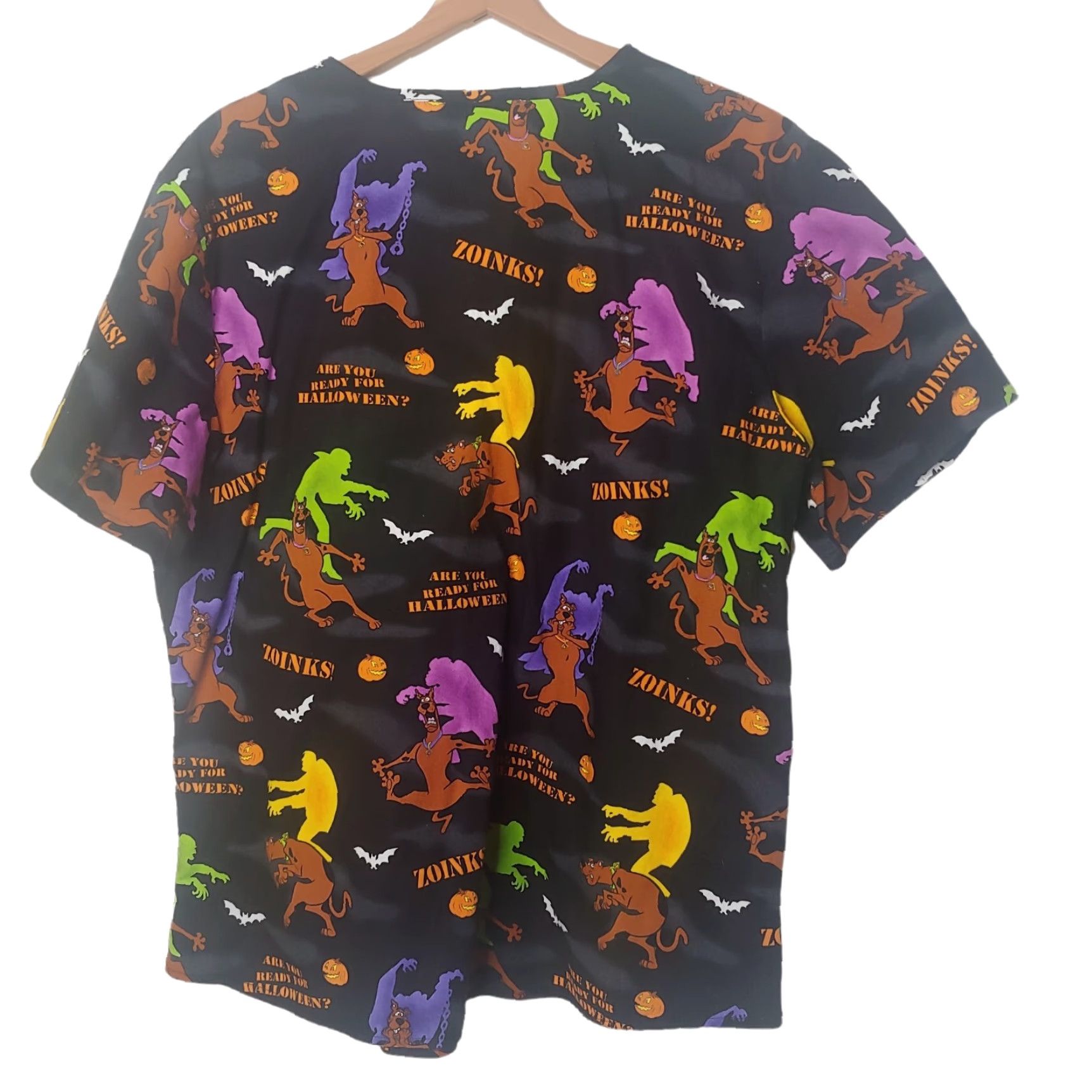 Vintage VINTAGE Scooby Doo Halloween Scrub Top Womens L Black Short Sleeve MonSTERS Bats Zoinks Size L / US 10 / IT 46 - 5 Thumbnail