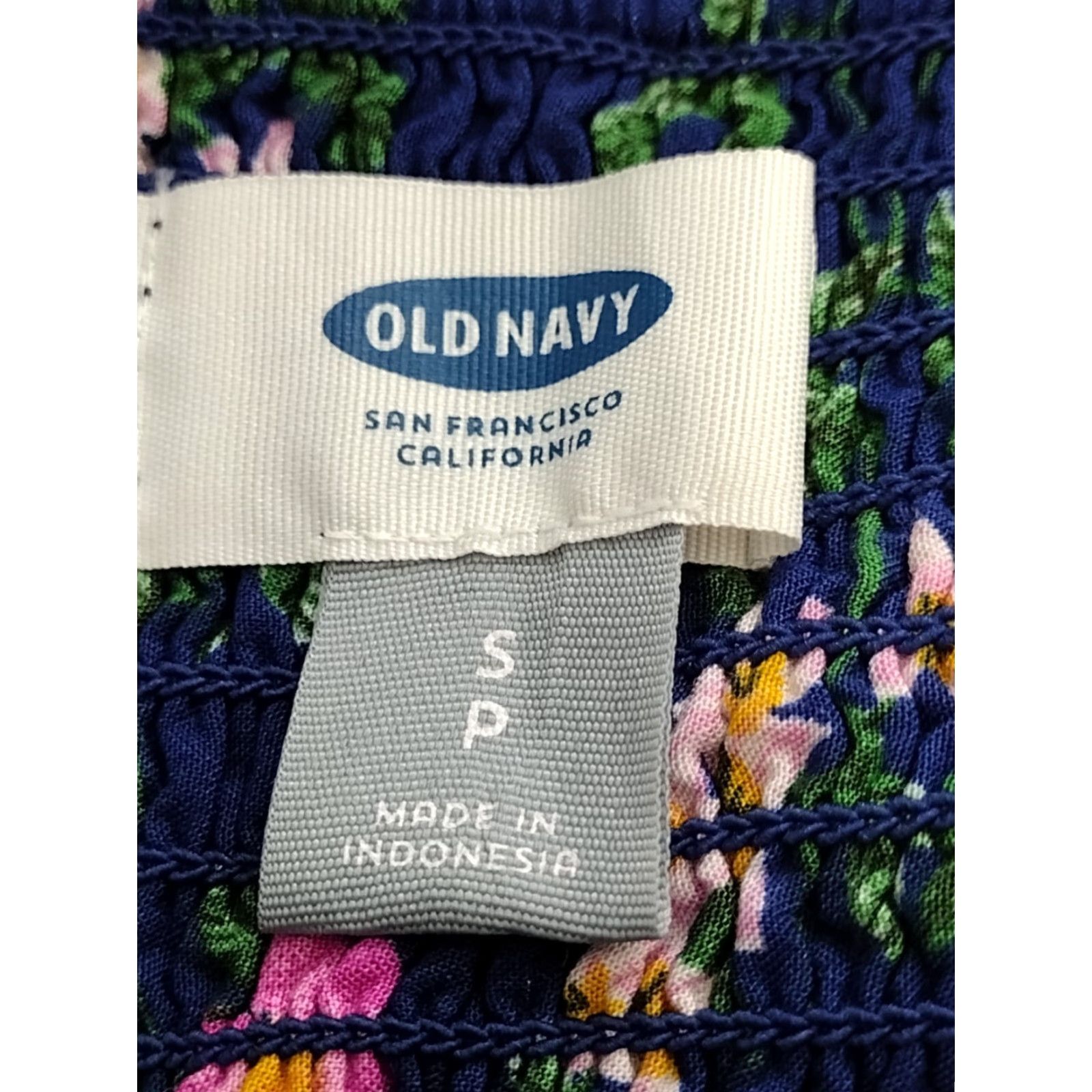 Old Navy VINTAGE Old Navy Petite Spaghetti Strap Dress Navy Blue Floral Mini Sleeveless Summer PS Womens Size S / US 4 / IT 40 - 5 Thumbnail