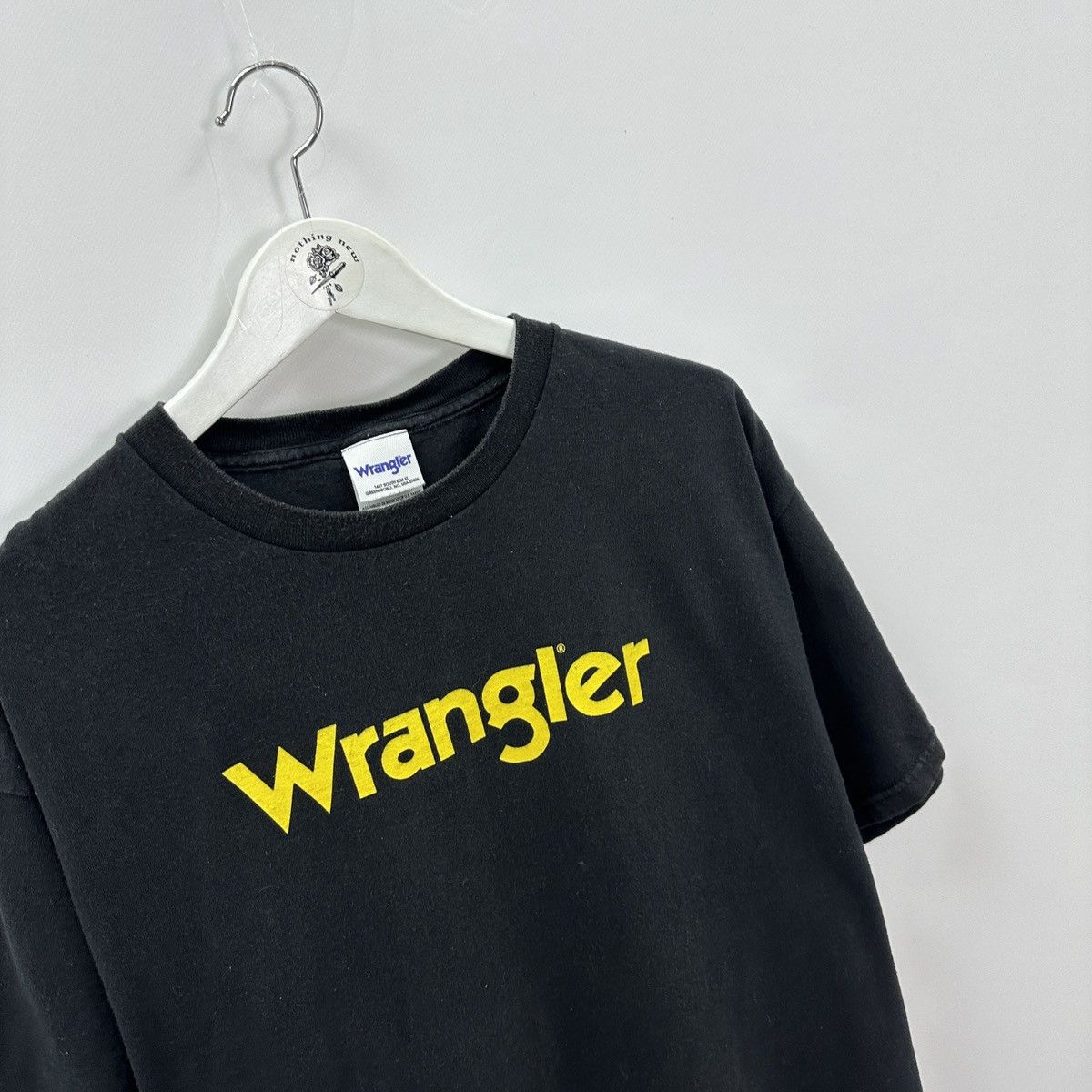 Vintage Vintage 90s Wrangler big logo tee y2k black jeans hype og Size US XL / EU 56 / 4 - 4 Thumbnail