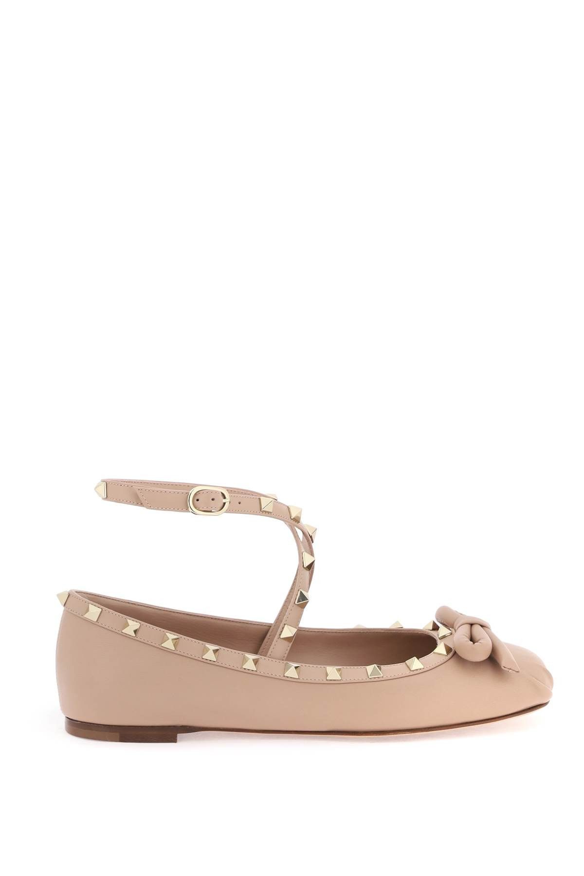 image of Valentino Garavani Silk Rockstud Ballet Flats in Rose Cannelle, Women's (Size 10)