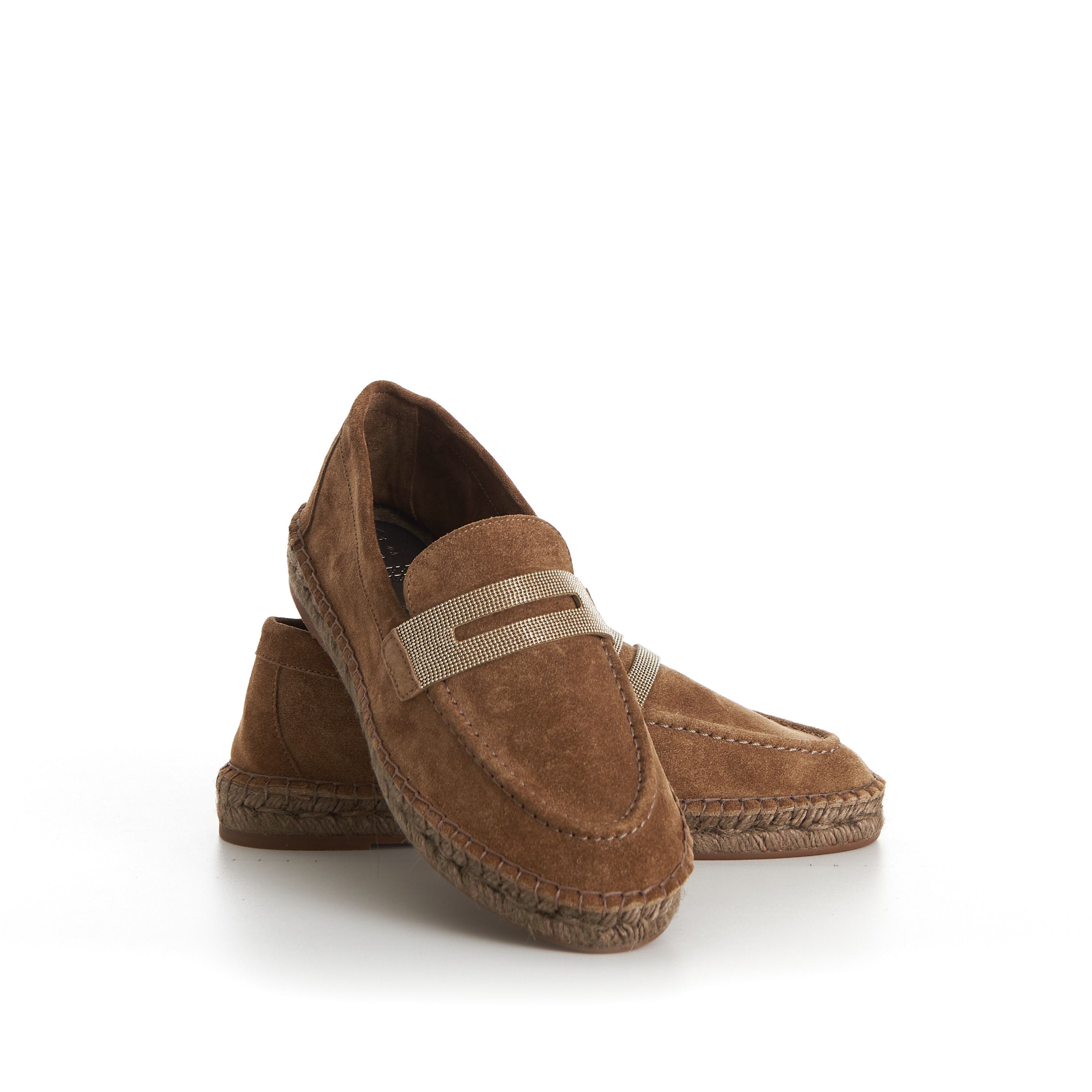 Brunello Cucinelli Suede Brown Espadrilles - Monili Chain Embroidery Size US 9 / IT 39 - 11 Thumbnail