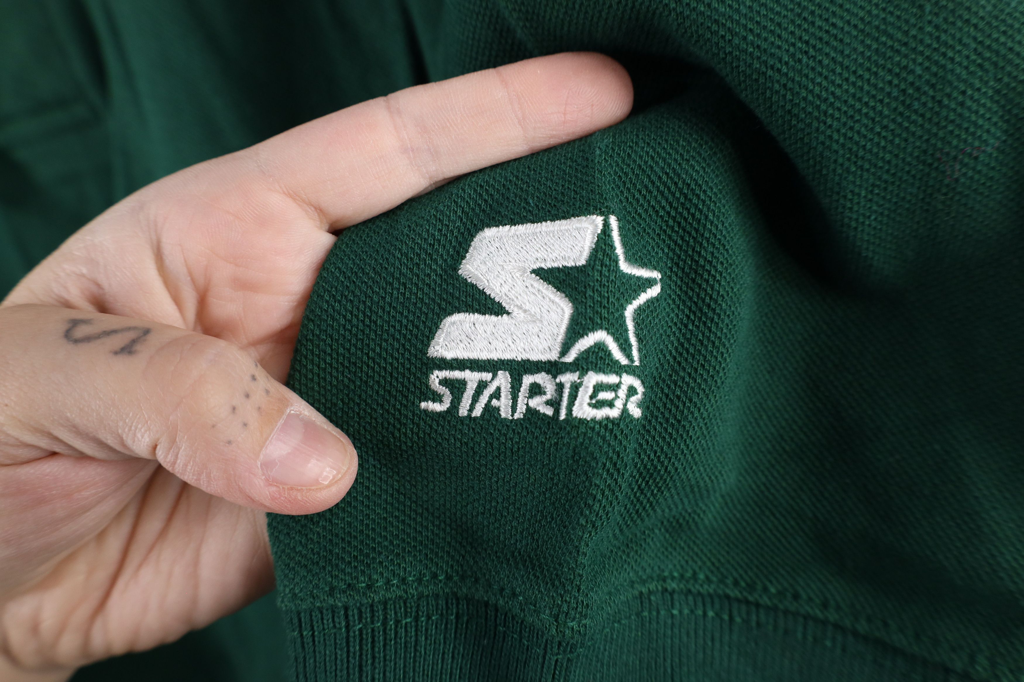 Starter × Vintage Vintage 90s Starter Out Blank Heavyweight Polo Shirt Green Size US XXL / EU 58 / 5 - 4 Thumbnail