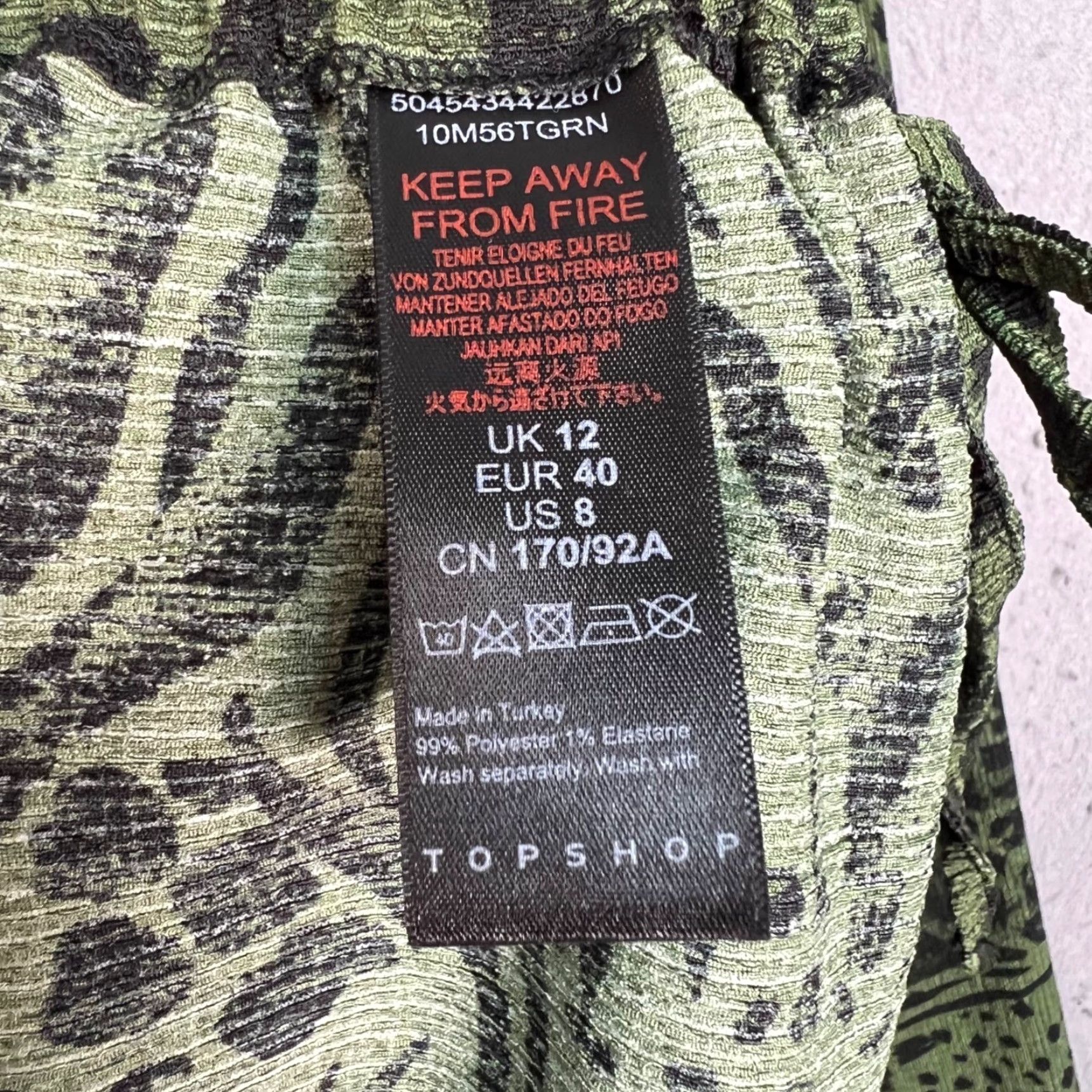 Topshop Topshop Animal Print Dress Women Size 8 Long Sleeve Ruched Mini Green Black Size M / US 6-8 / IT 42-44 - 4 Thumbnail