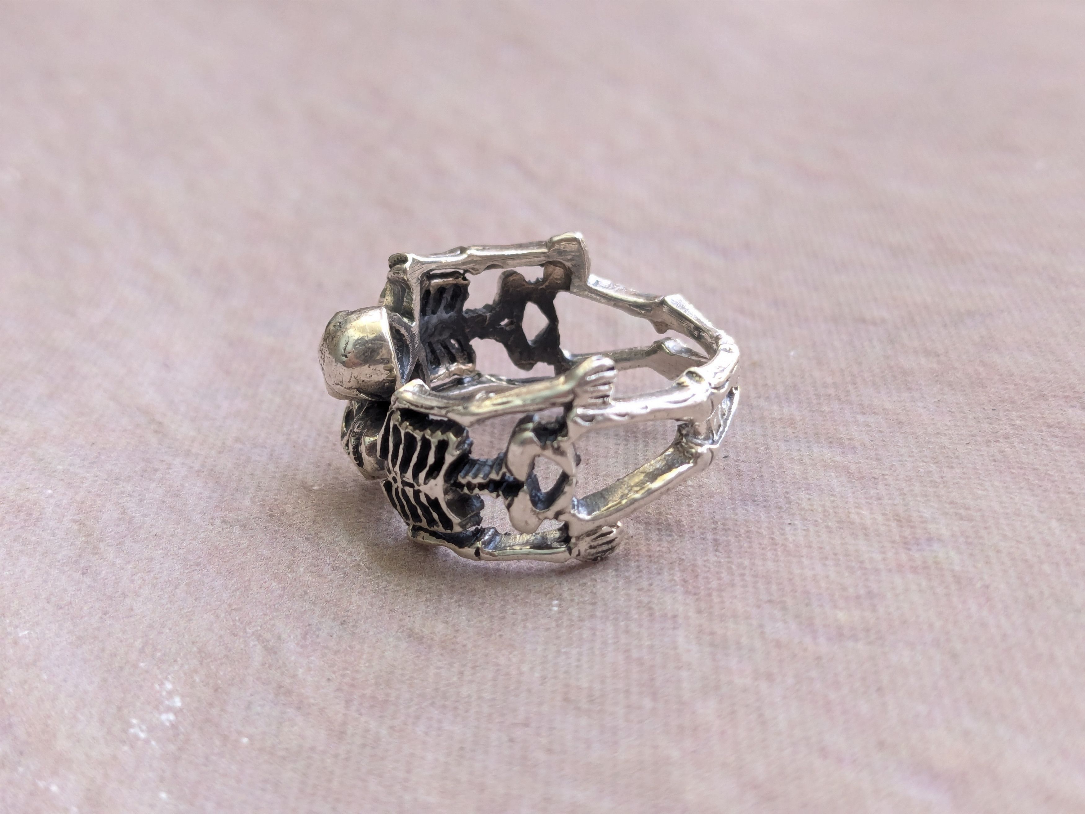 Jewelry Vintage Sterling Silver Ring Skeleton Skull 8.75 Size ONE SIZE - 2 Thumbnail