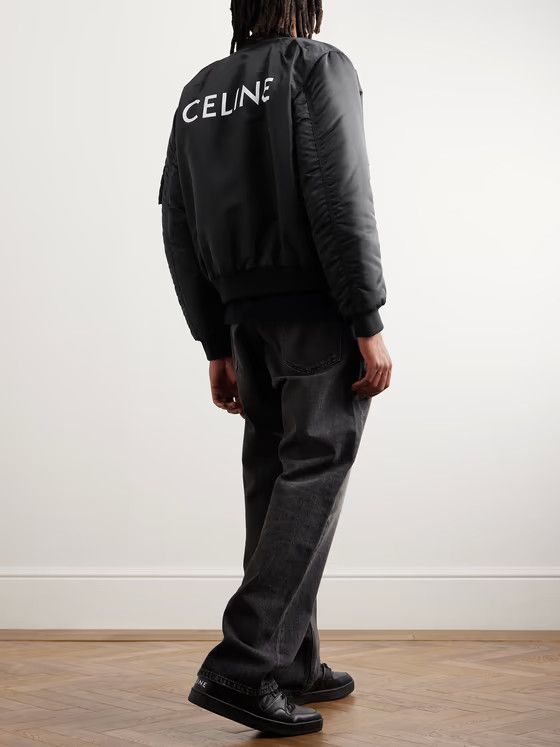 Celine Logo-Print Chain-Embellished Shell Bomber Jacket Size US M / EU 48-50 / 2 - 2 Thumbnail
